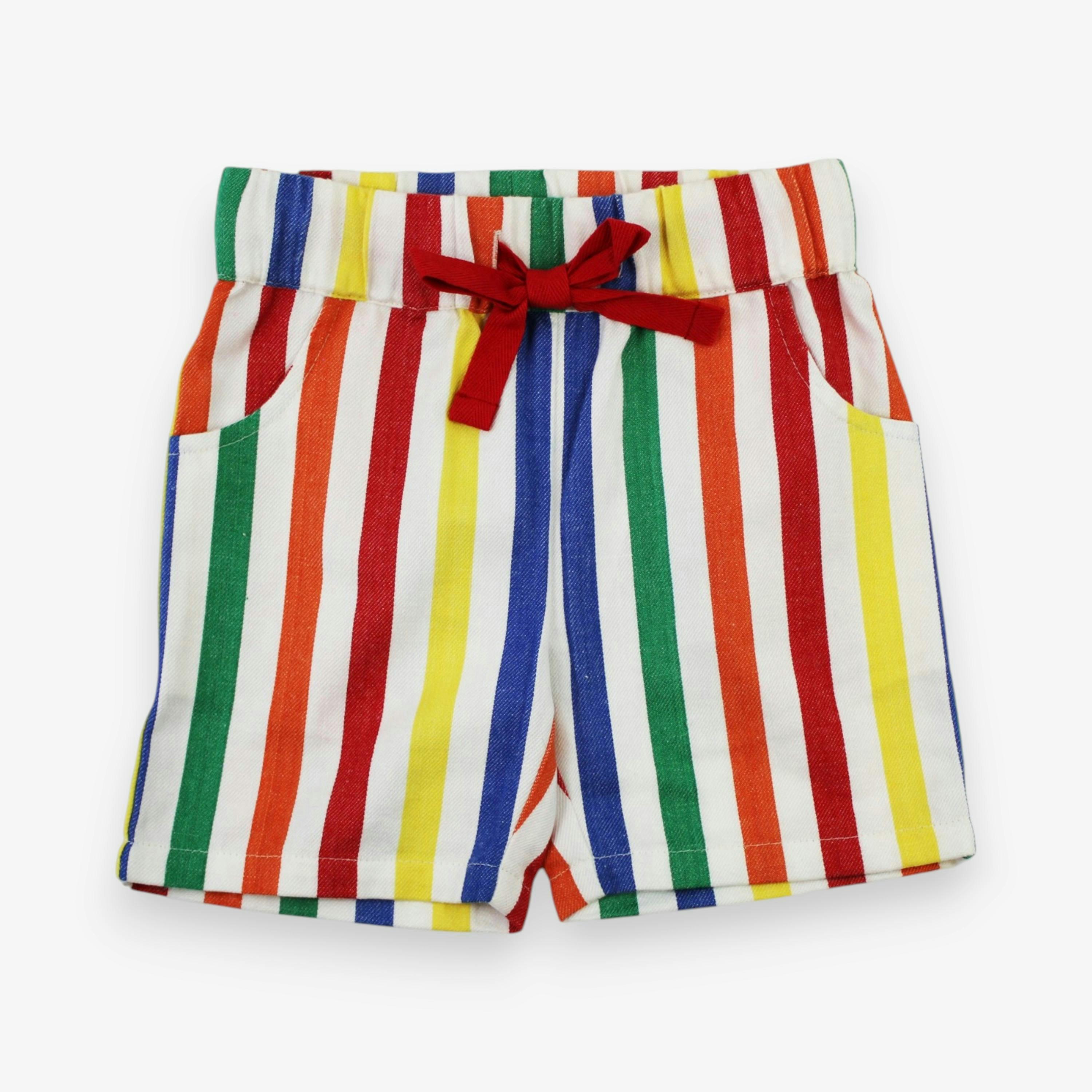Organic Happy Stripe Woven Shorts , view 1 of 3