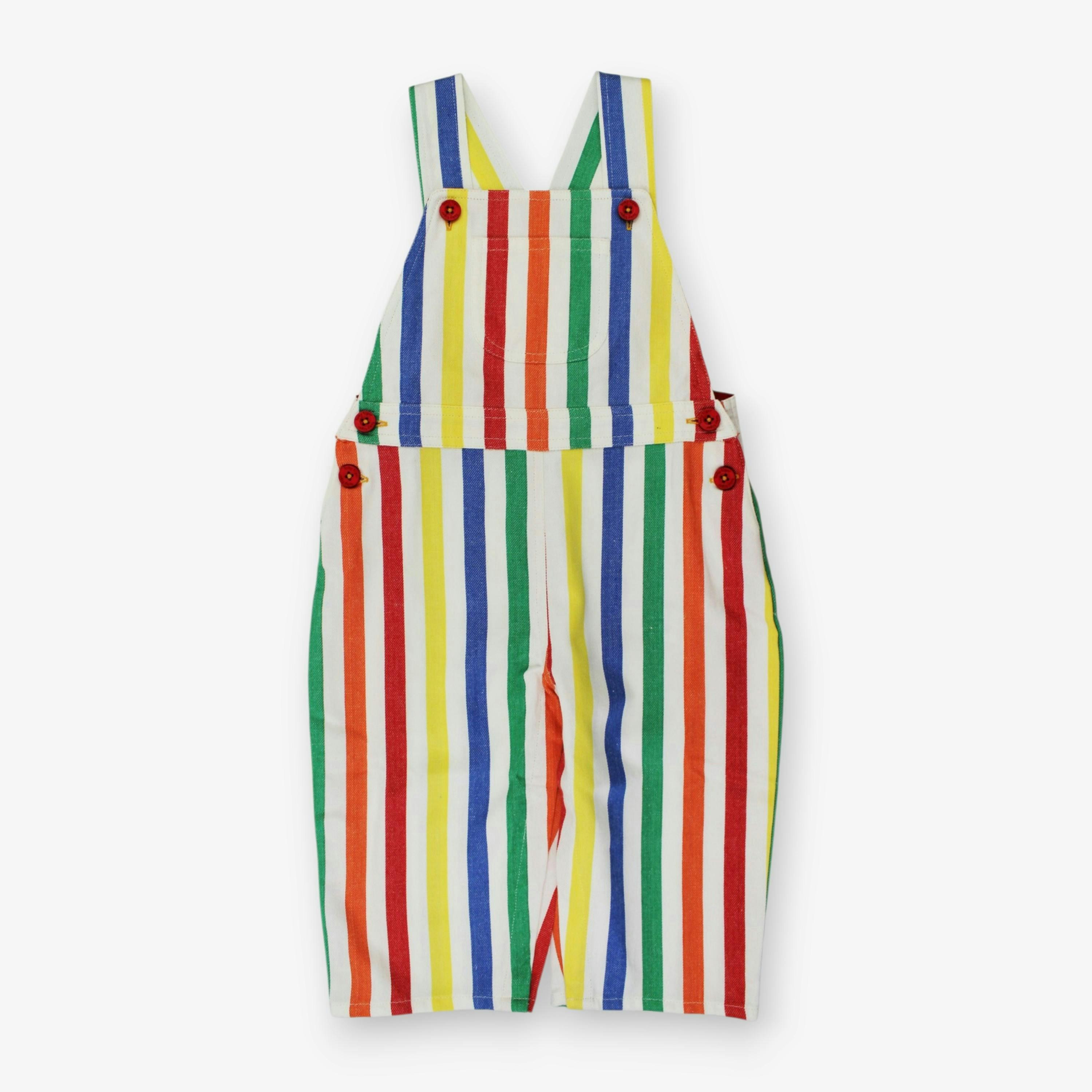Organic Happy Stripe Woven Dungarees , view 1 of 3