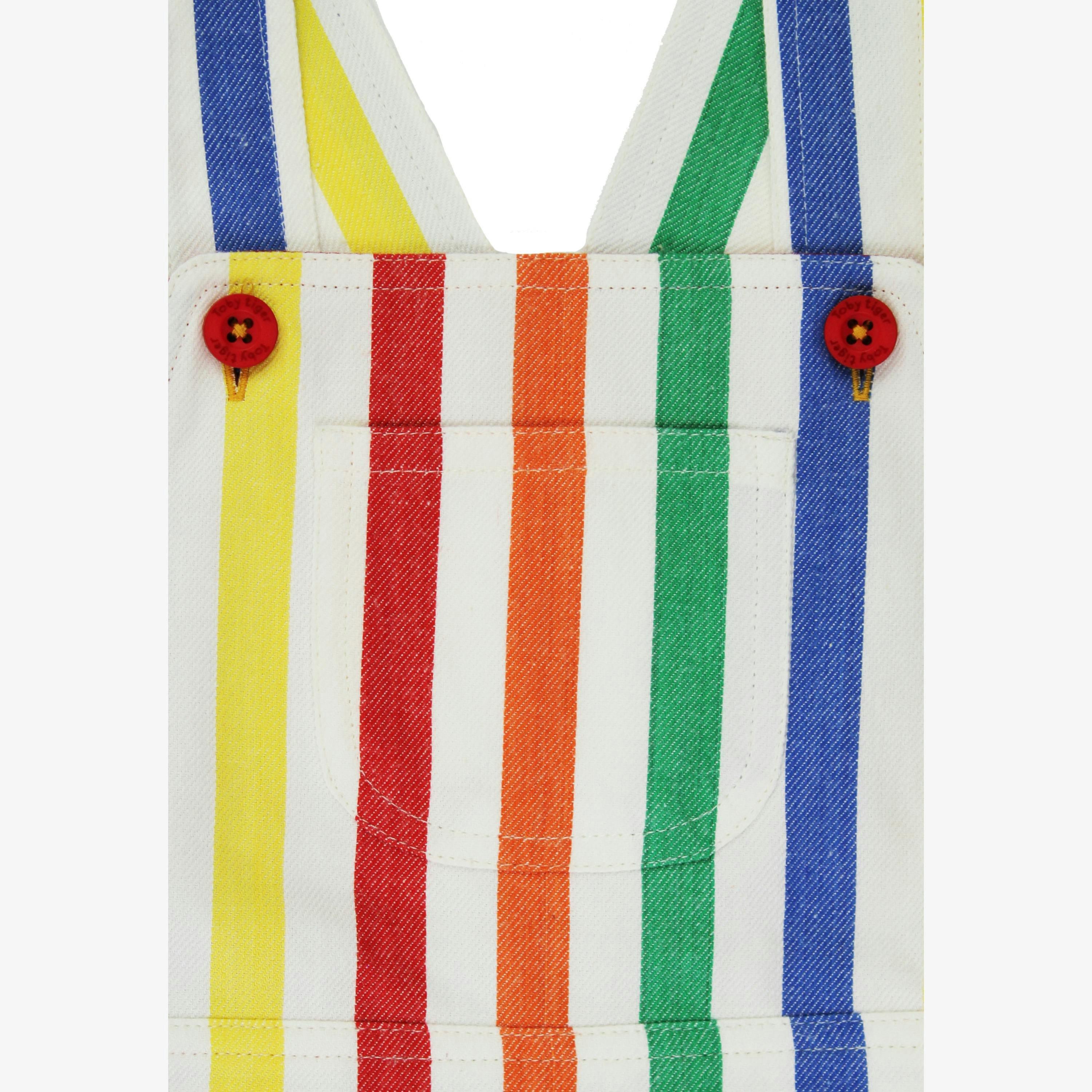 Organic Happy Stripe Woven Dungarees , view 2 of 3