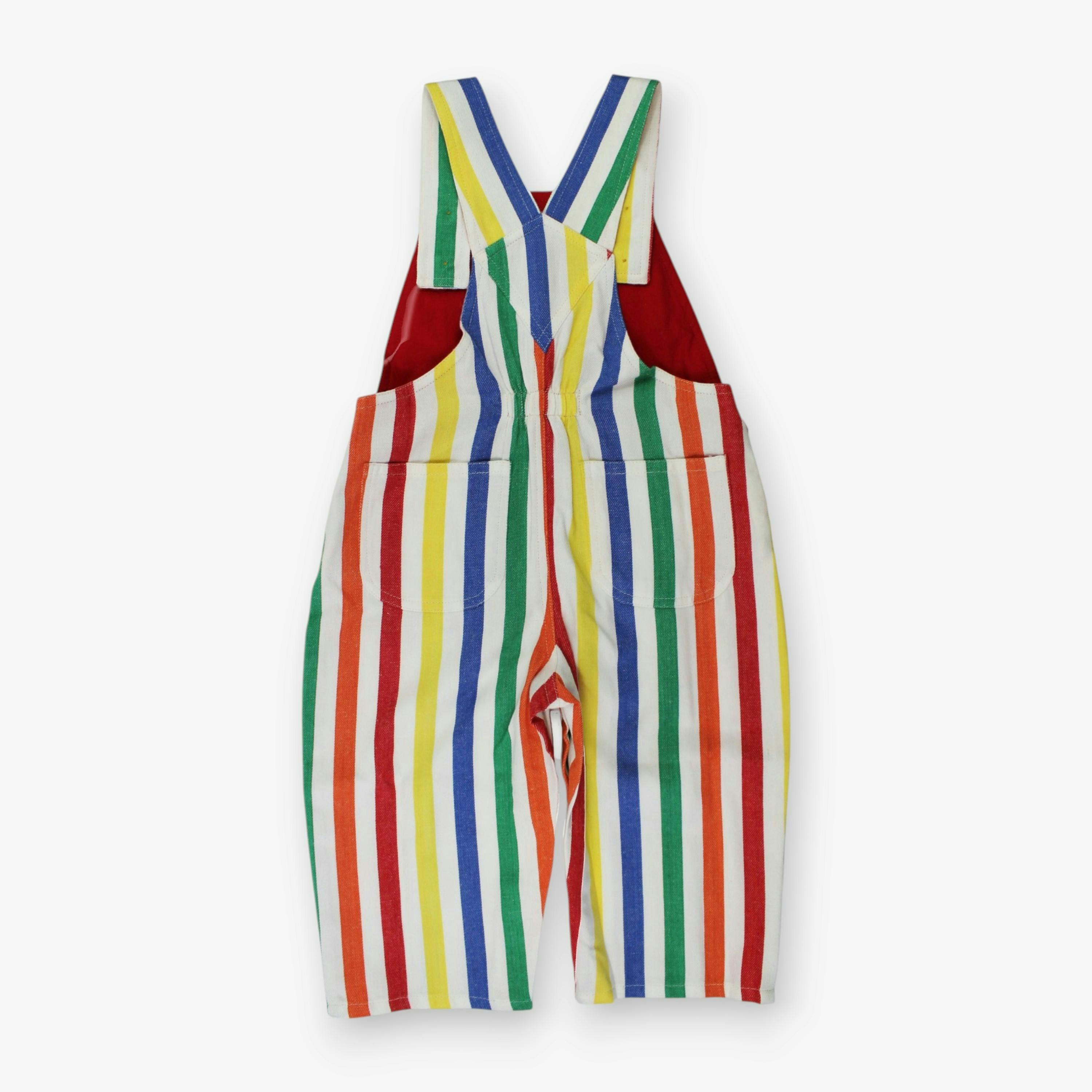 Organic Happy Stripe Woven Dungarees , view 3 of 3