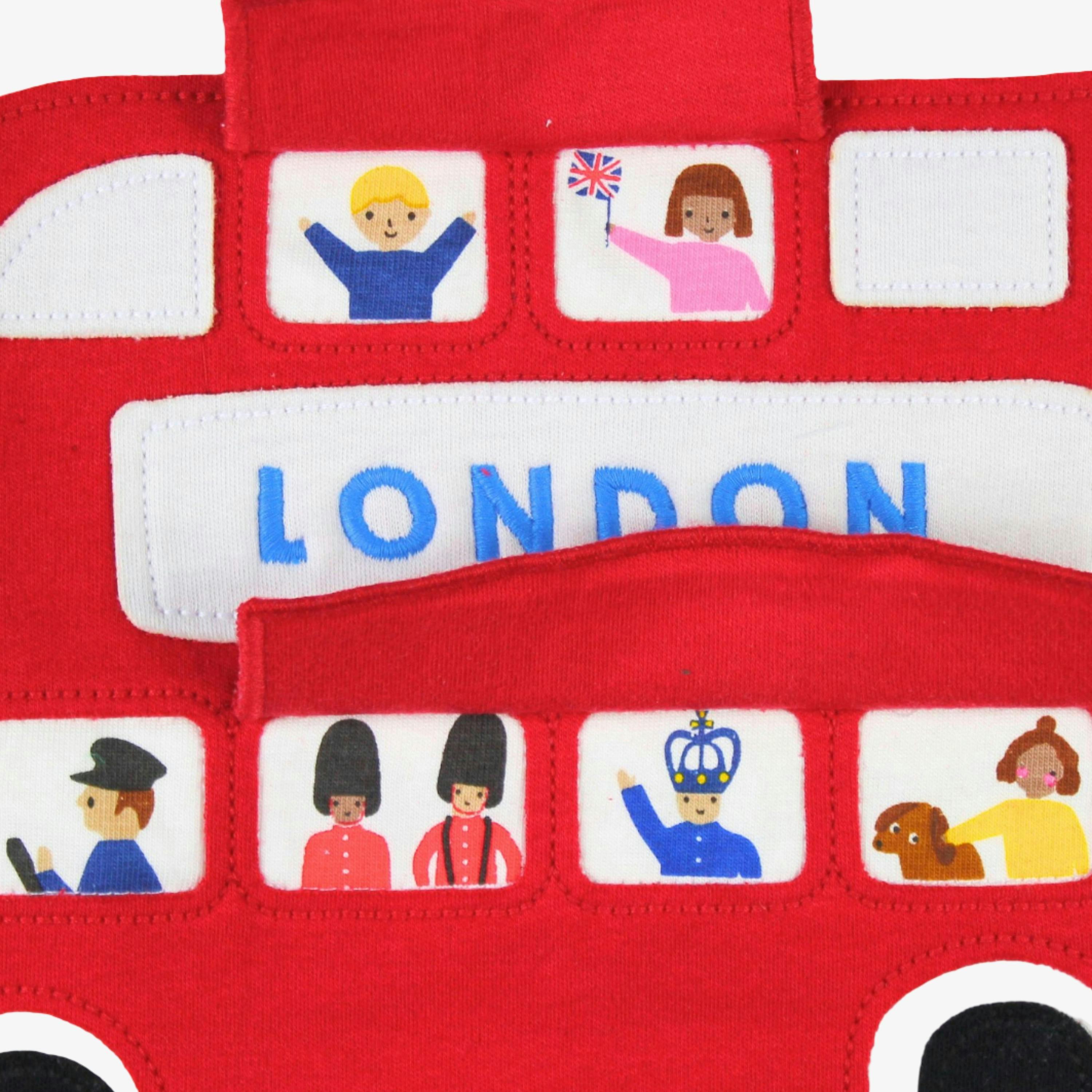 Organic London Bus Applique Long-Sleeved T-Shirt , view 2 of 3