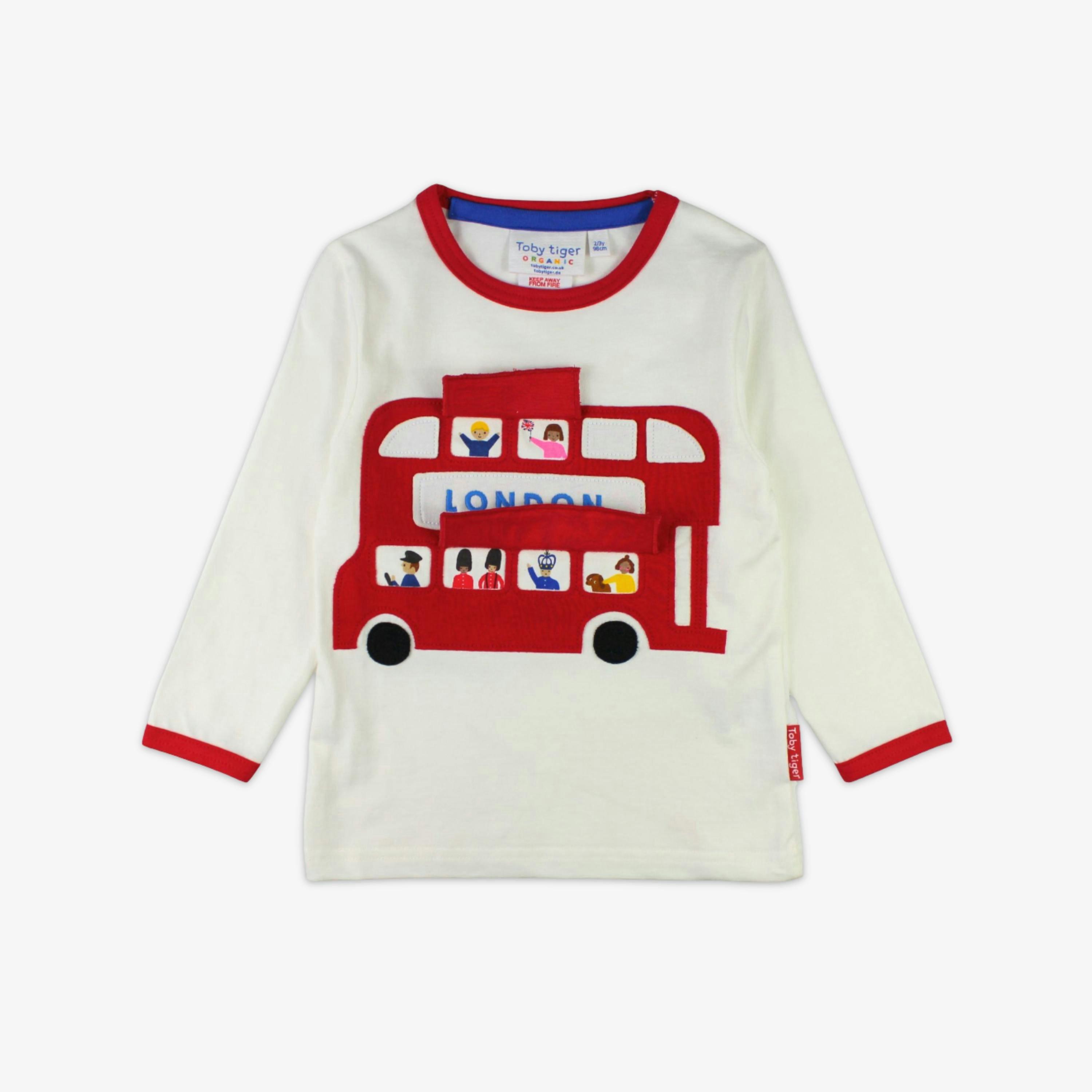Organic London Bus Applique Long-Sleeved T-Shirt , view 3 of 3
