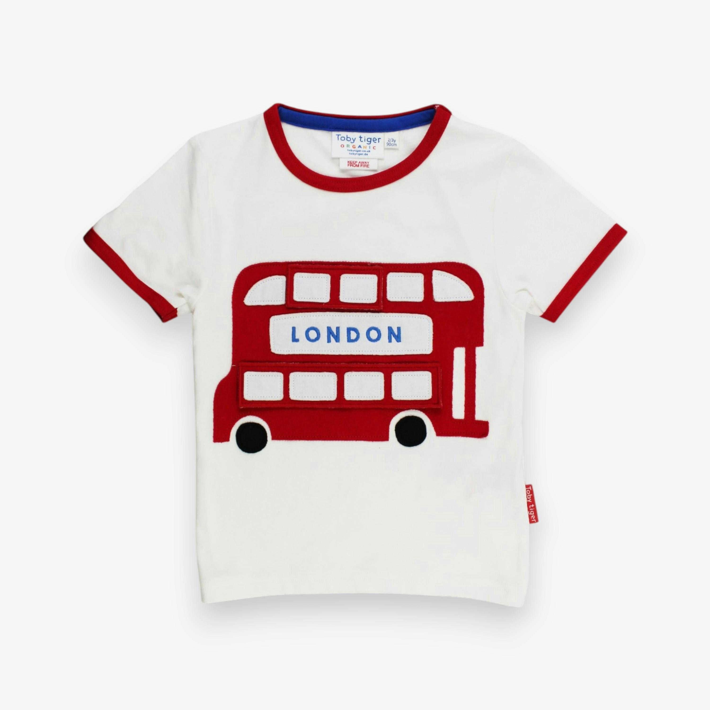 Organic London Bus Applique Short-Sleeved T-Shirt , view 1 of 3