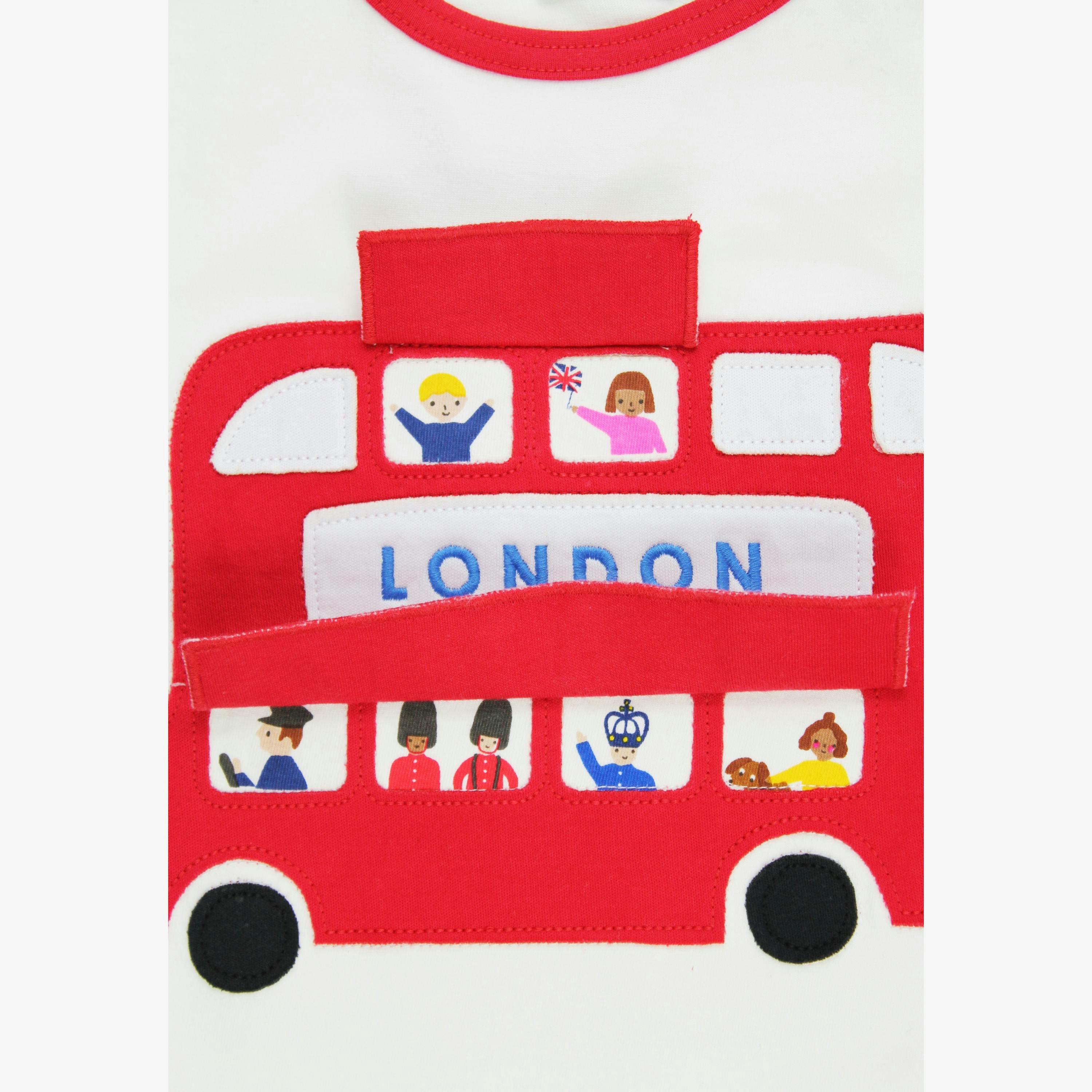 Organic London Bus Applique Short-Sleeved T-Shirt , view 2 of 3