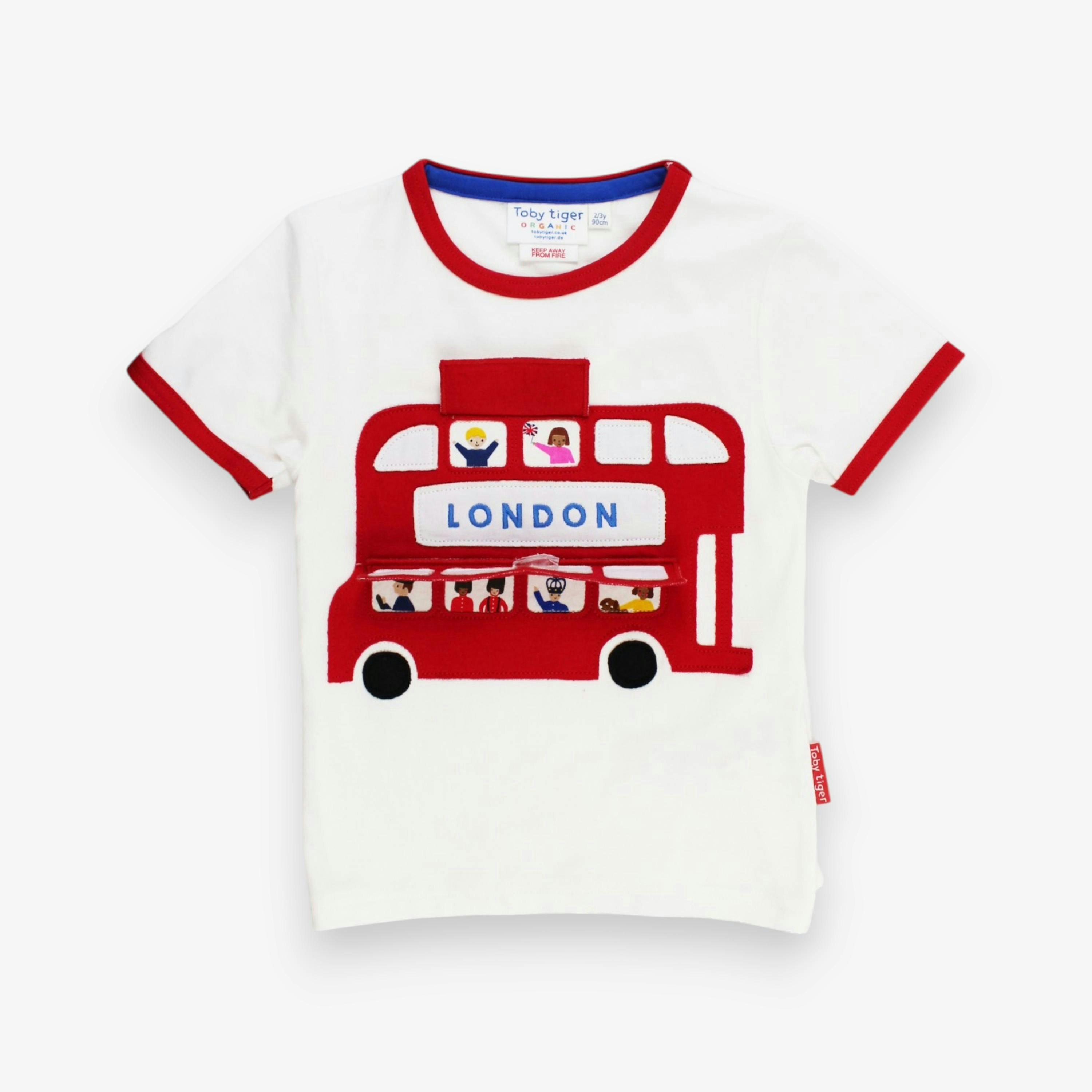 Organic London Bus Applique Short-Sleeved T-Shirt , view 3 of 3