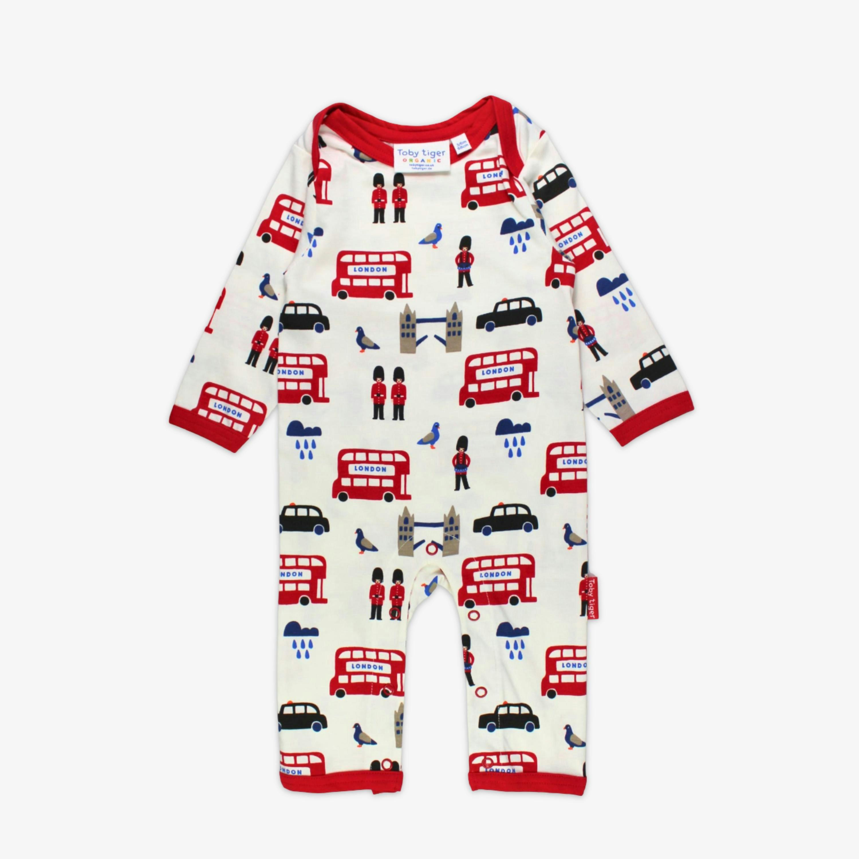 Organic London Print Sleepsuit , view 1 of 3