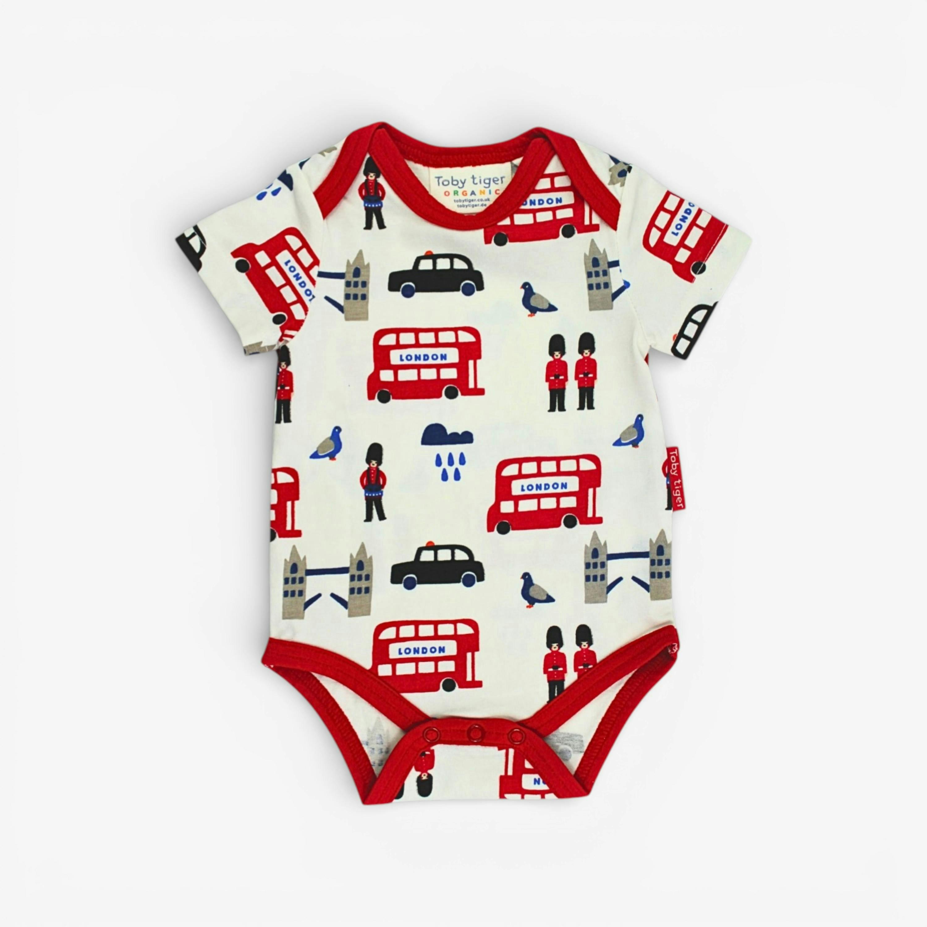 Organic London Print Baby Bodysuit , view 1 of 3