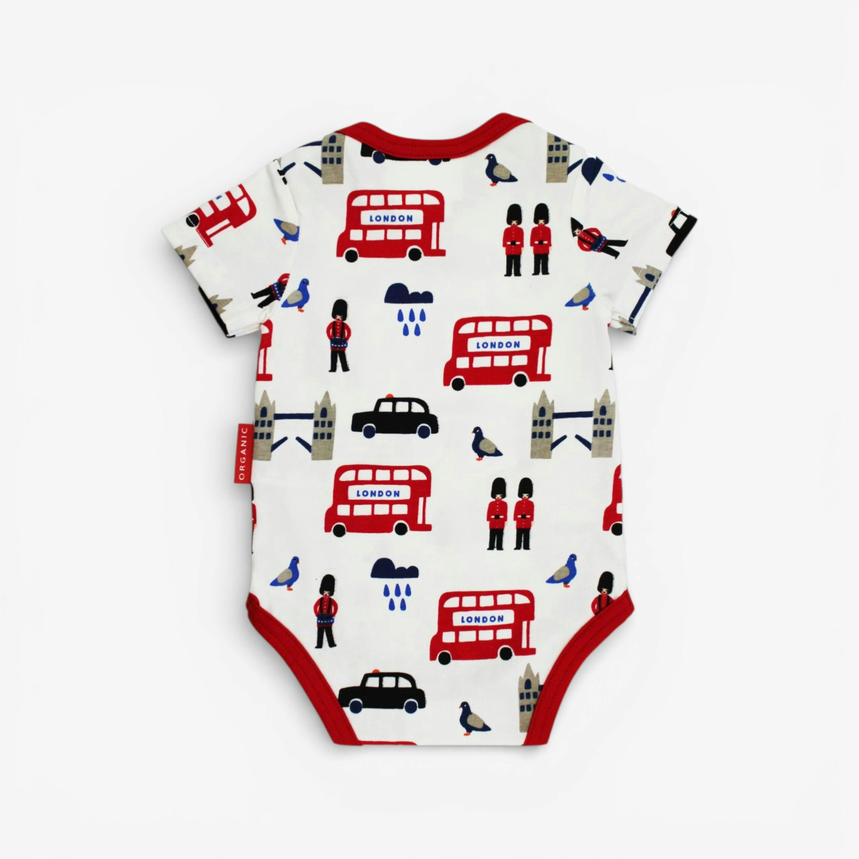 Organic London Print Baby Bodysuit , view 3 of 3