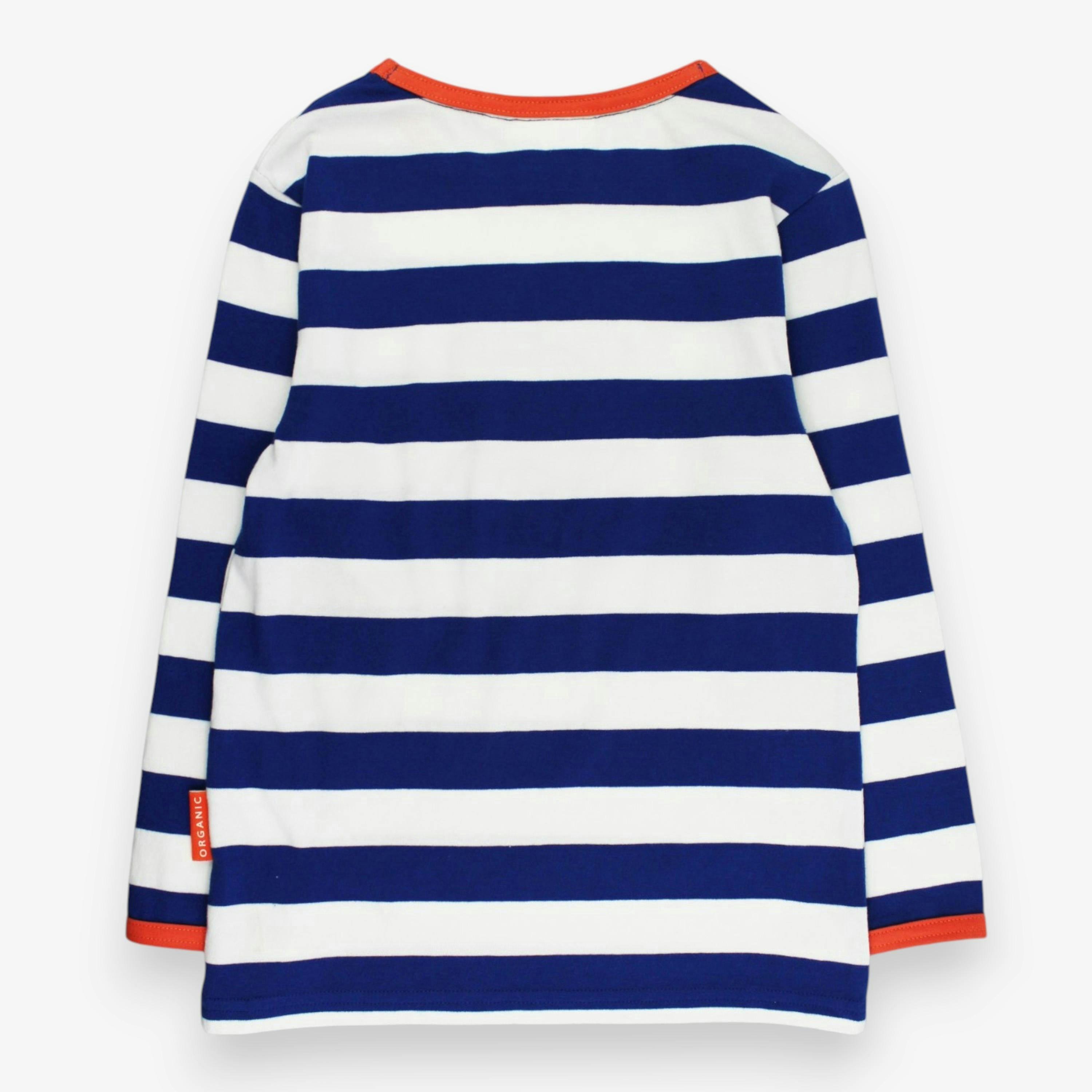 Organic Five Applique Blue Stripe Long-Sleeved T-Shirt , view 3 of 3