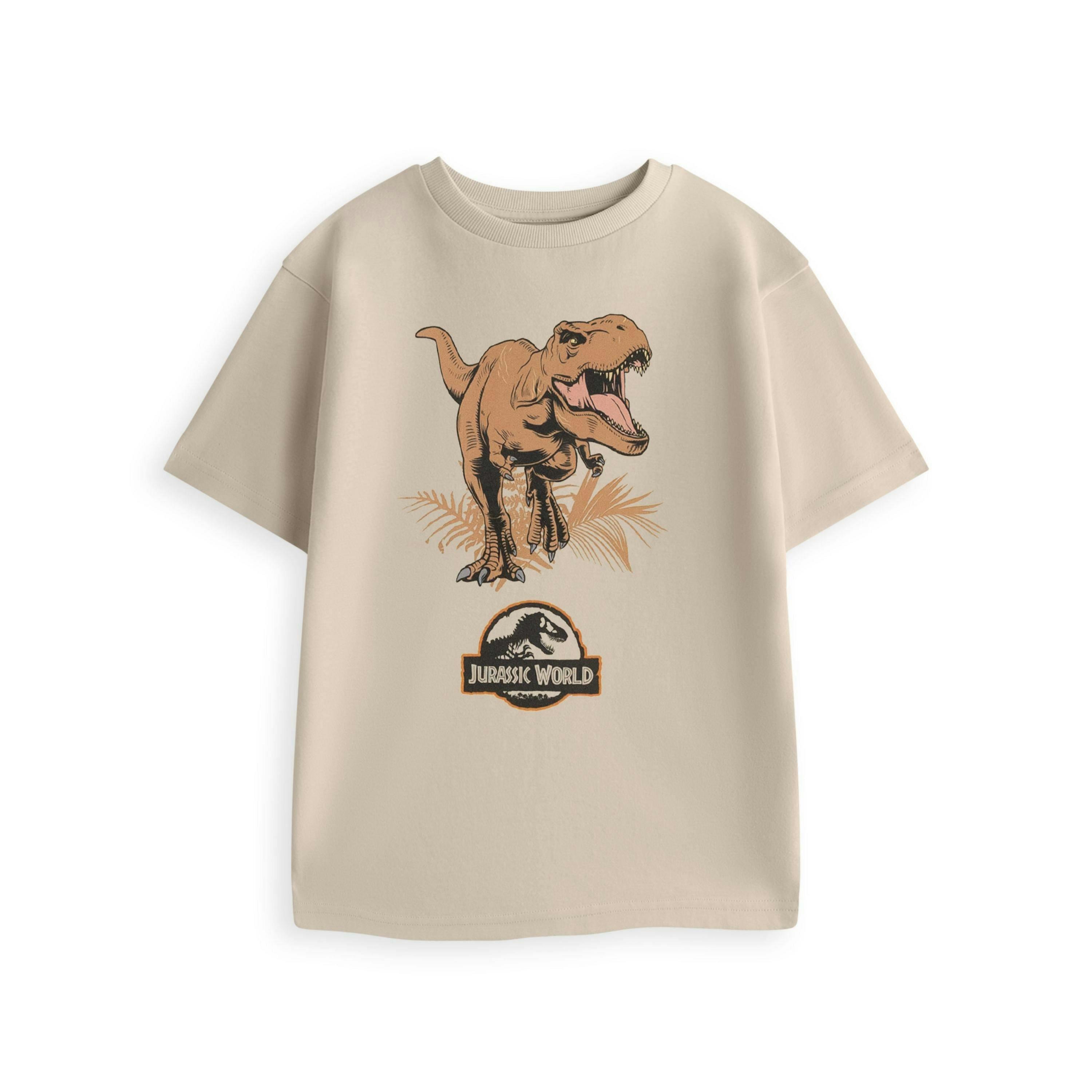 Jurassic World Boys Beige T-Rex Short Sleeved T-Shirt by Vanilla Underground , view 1 of 3