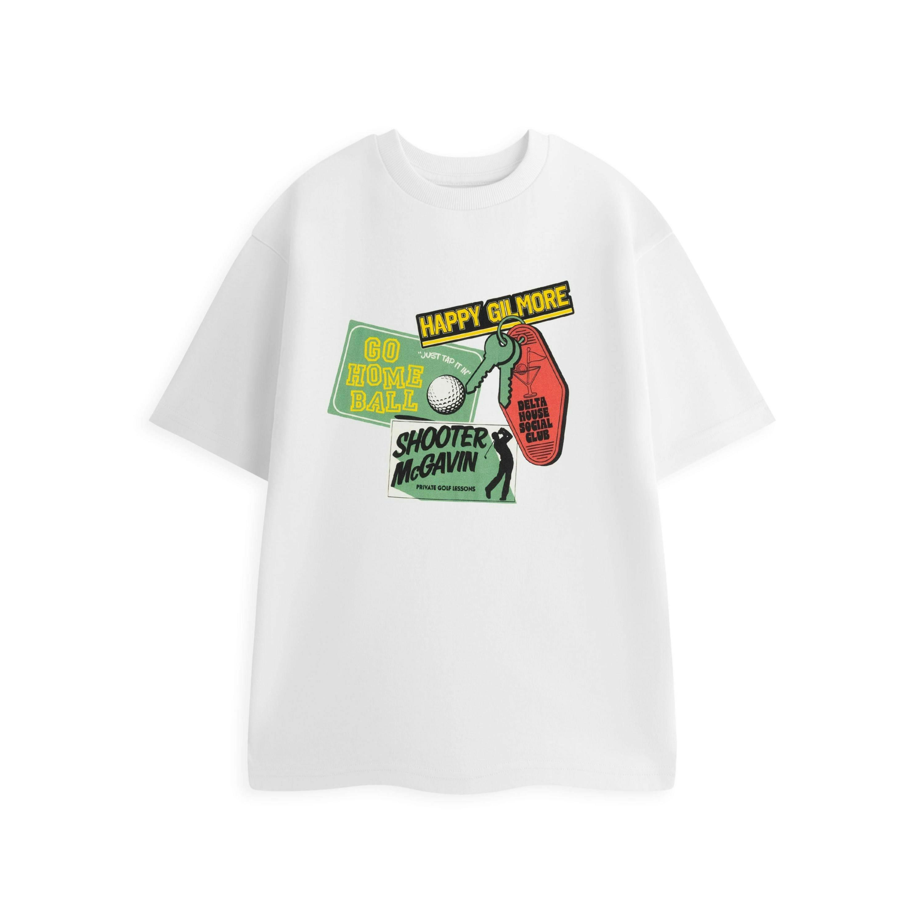 Happy Gilmore Mens White Delta House Social Club Short Sleeved T-Shirt by Vanilla Underground , view 1 of 4