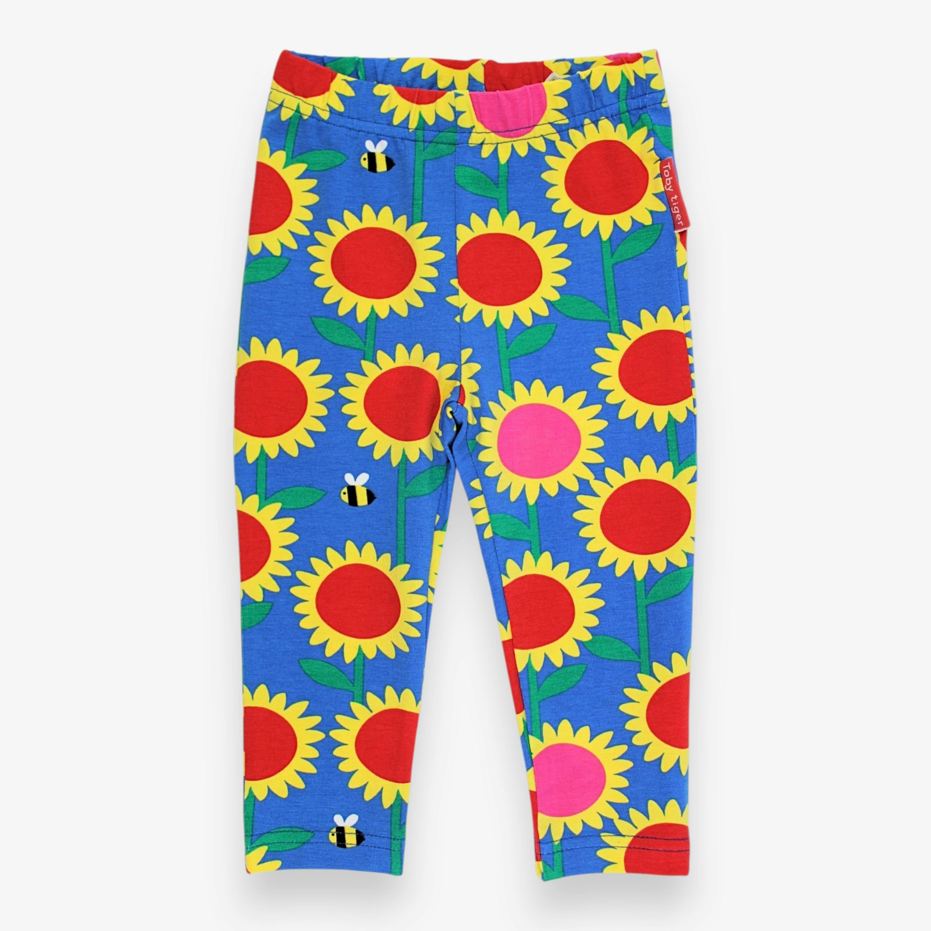 Organic Sunflower Bee Print Leggings , view 1 of 3