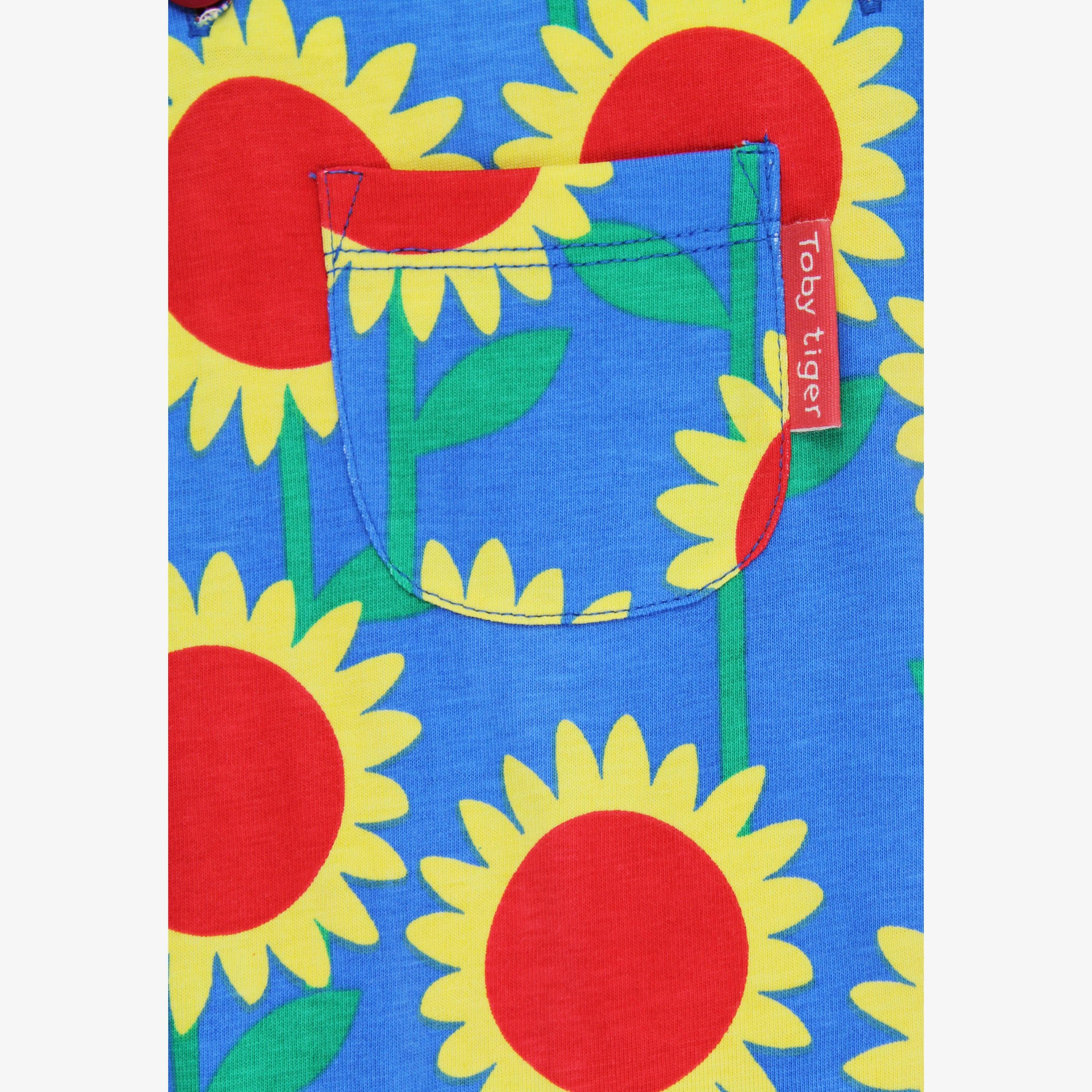 Organic Sunflower Bee Print Dungarees , view 2 of 3