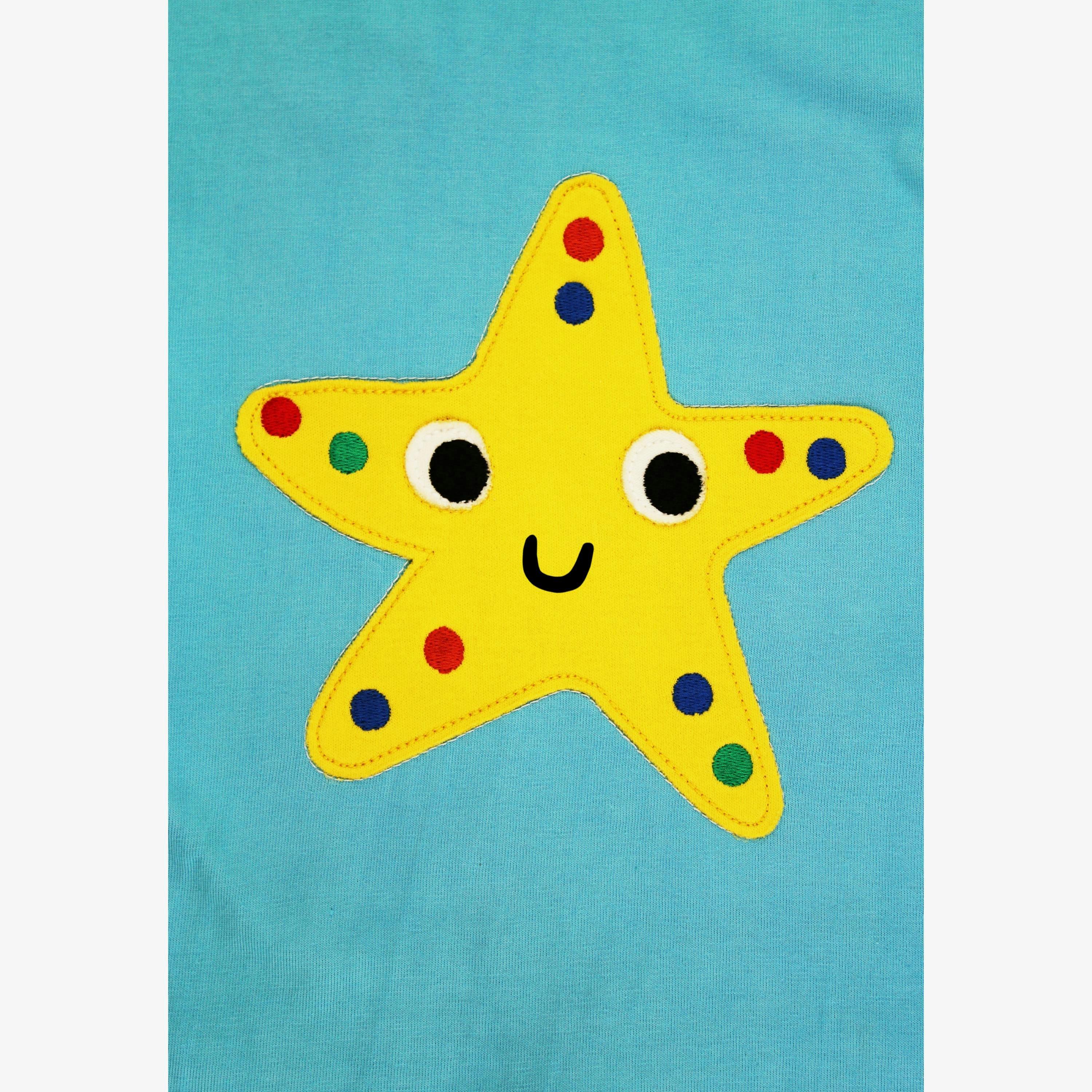 Organic Starfish Applique Short-Sleeved T-Shirt , view 2 of 3