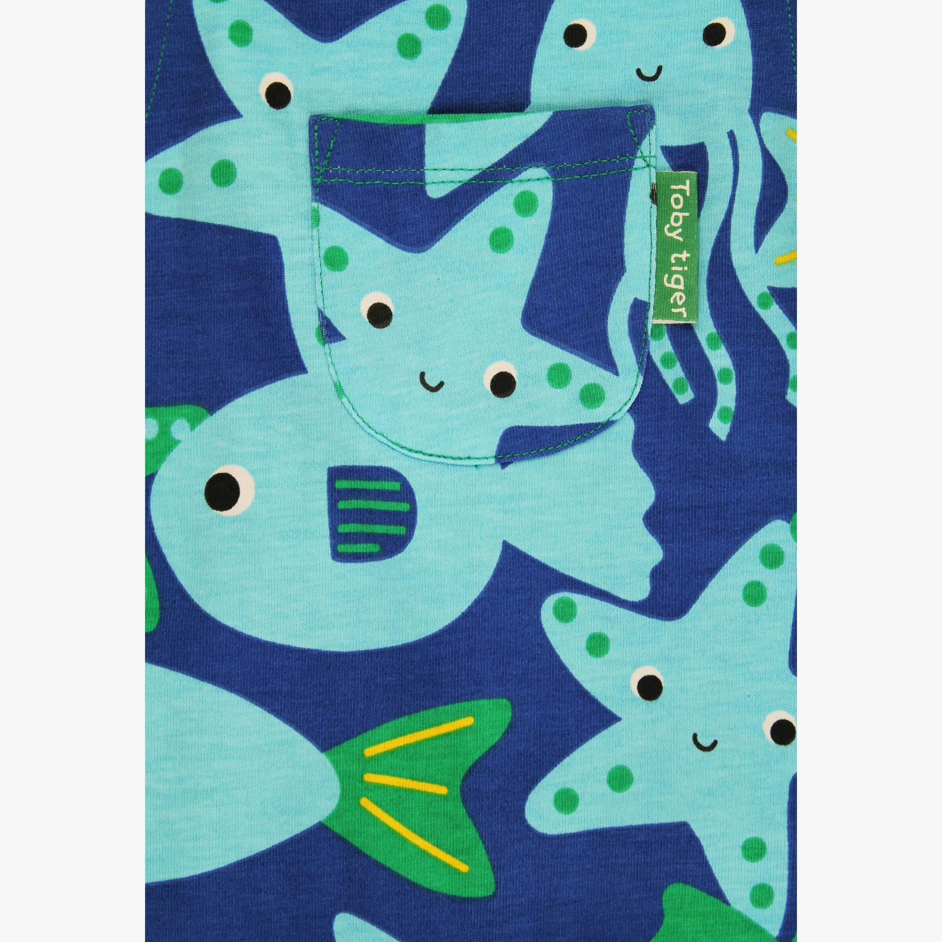 Organic Sea Creature Print Dungaree Shorts , view 3 of 3