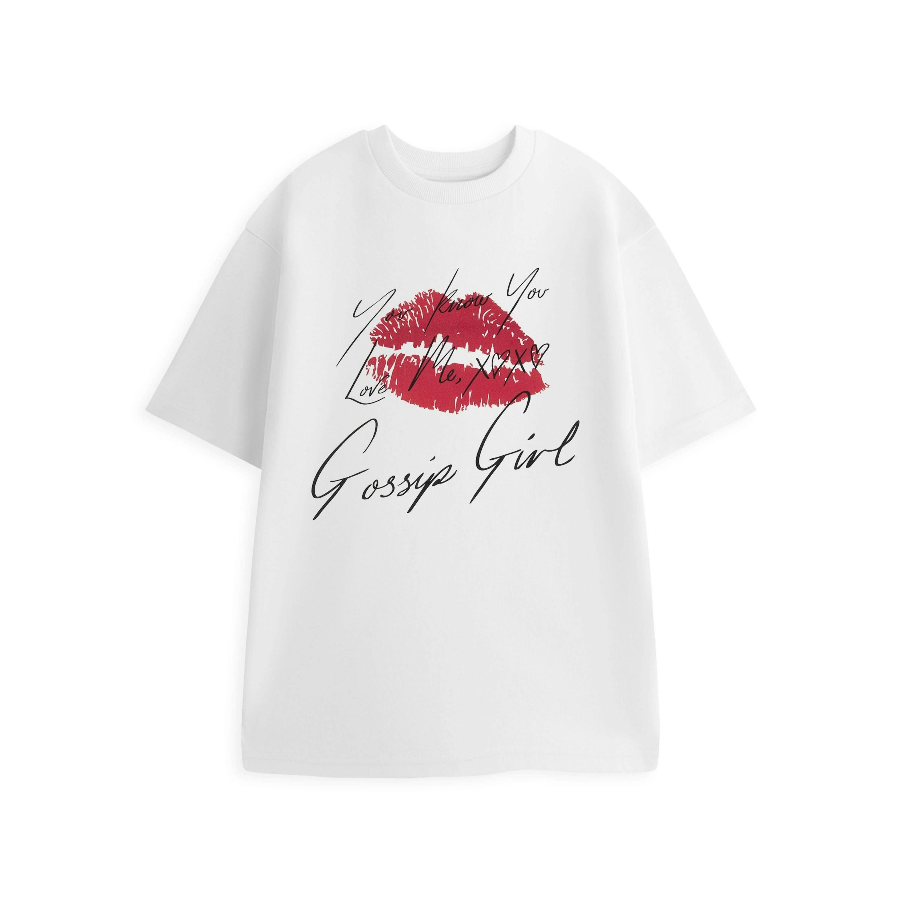 Gossip Girl Womens White You know you love me tee Short Sleeved T-Shirt by Vanilla Underground , view 1 of 4