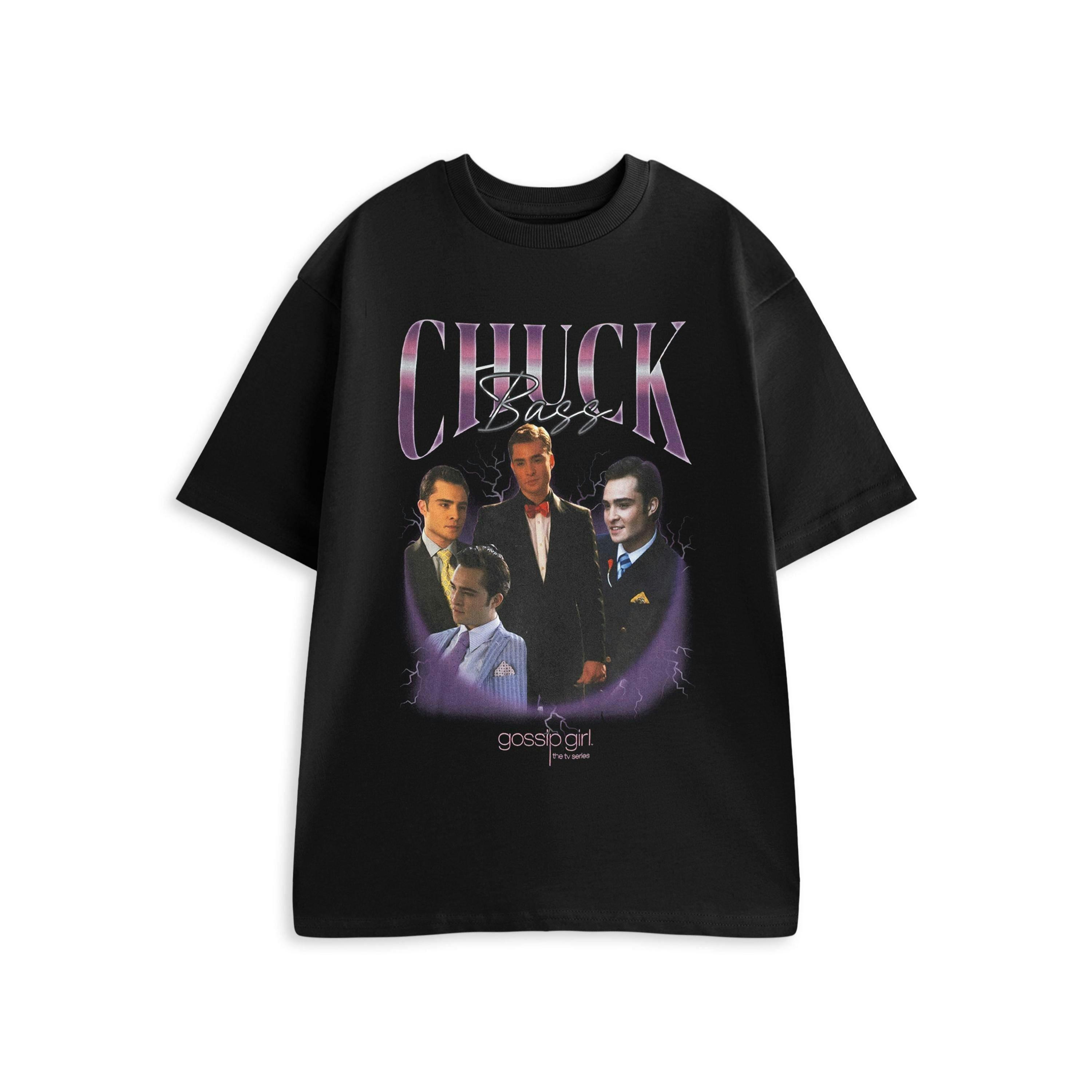 Gossip Girl Womens Black Chuck Bass Short Sleeved T-Shirt by Vanilla Underground , view 1 of 4