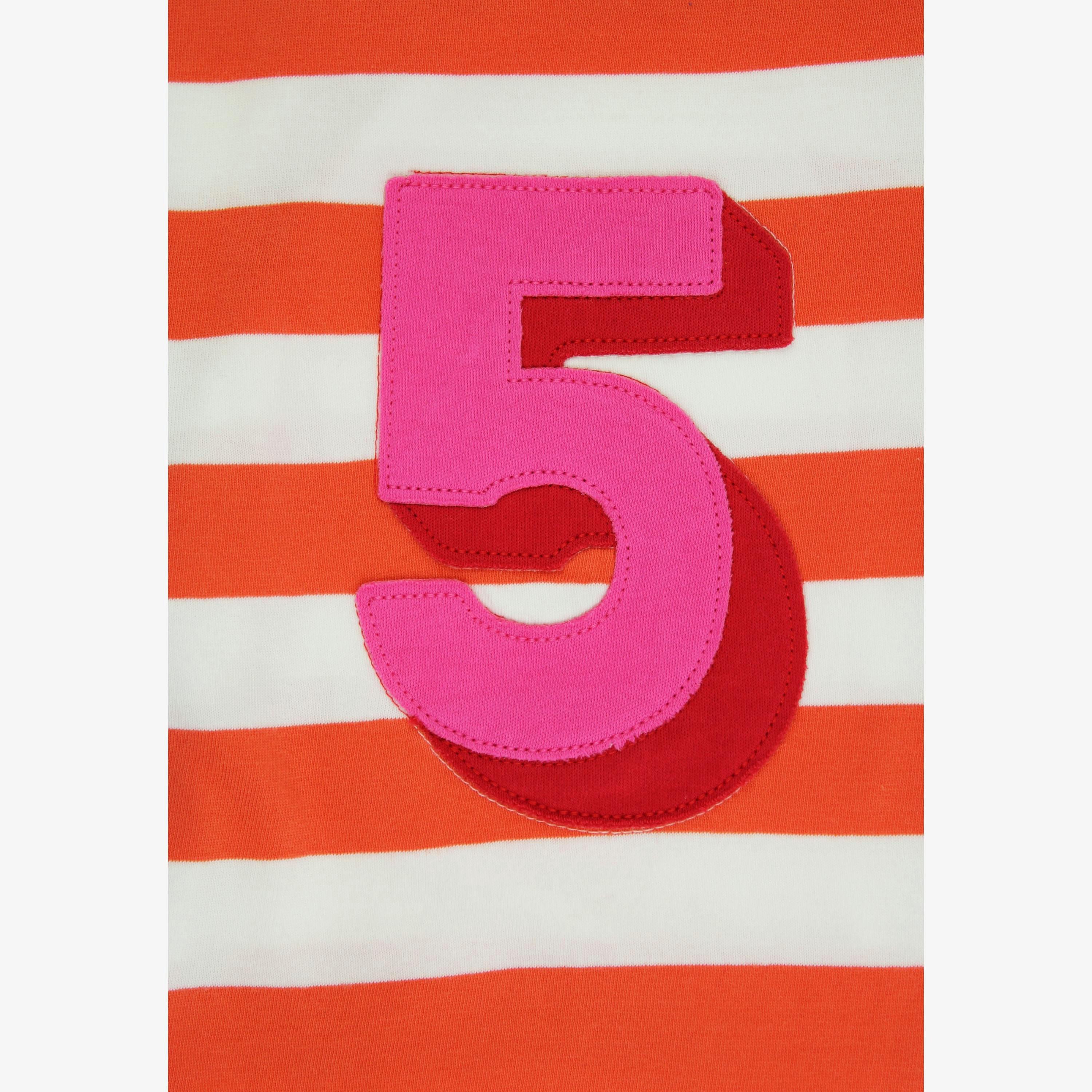 Organic Five Applique Orange Stripe Long-Sleeved T-Shirt , view 2 of 3