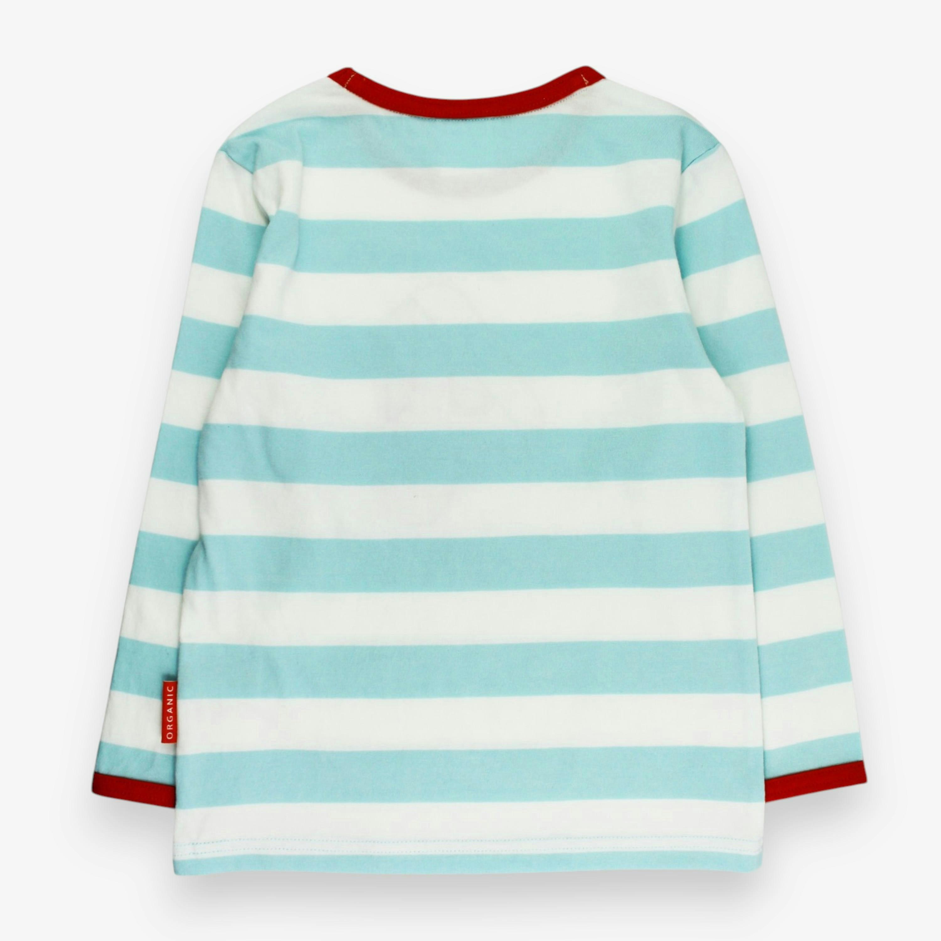 Organic Four Applique Blue Stripe Long-Sleeved T-Shirt , view 2 of 2