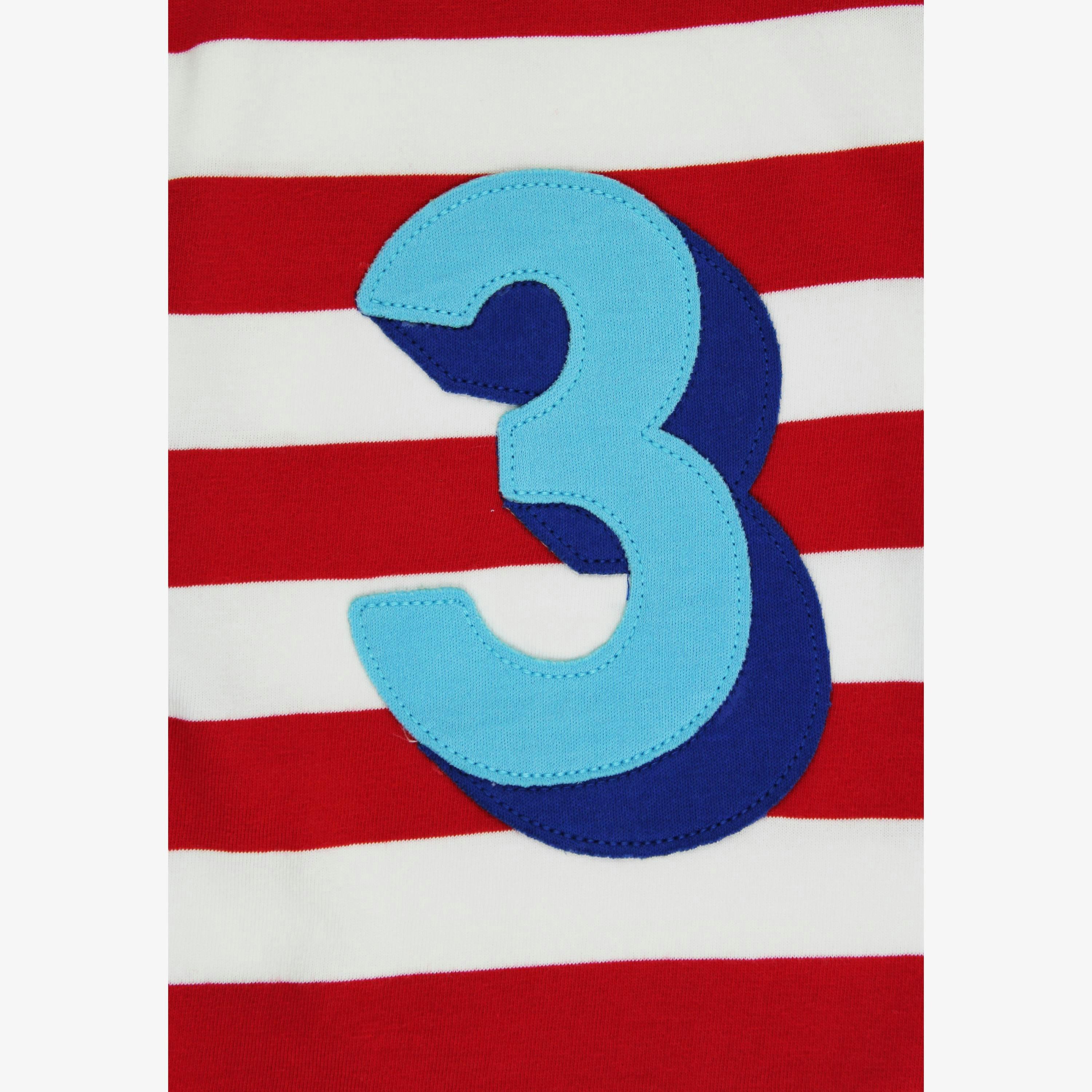 Organic Three Applique Red Stripe Long-Sleeved T-Shirt , view 2 of 3