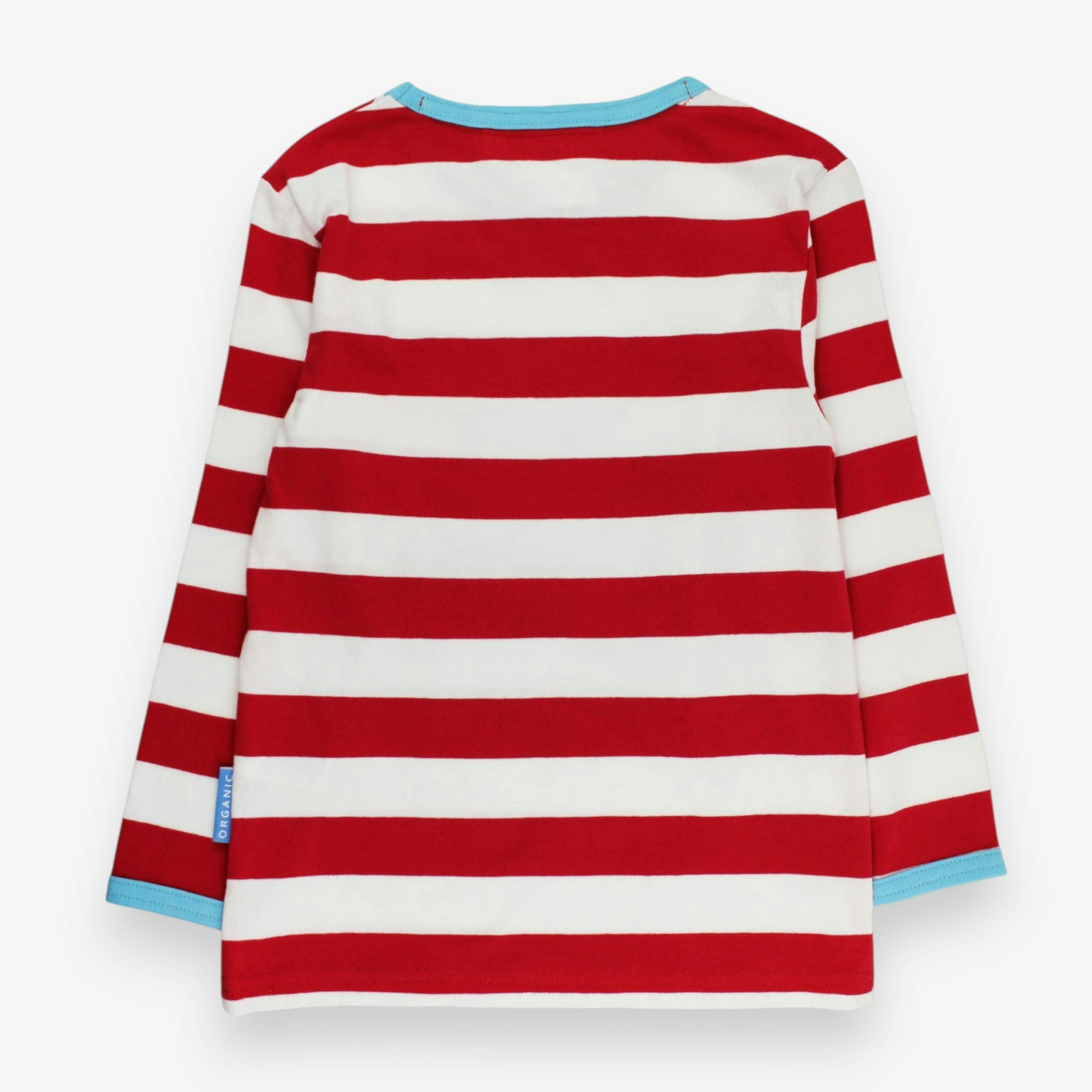 Organic Three Applique Red Stripe Long-Sleeved T-Shirt , view 3 of 3
