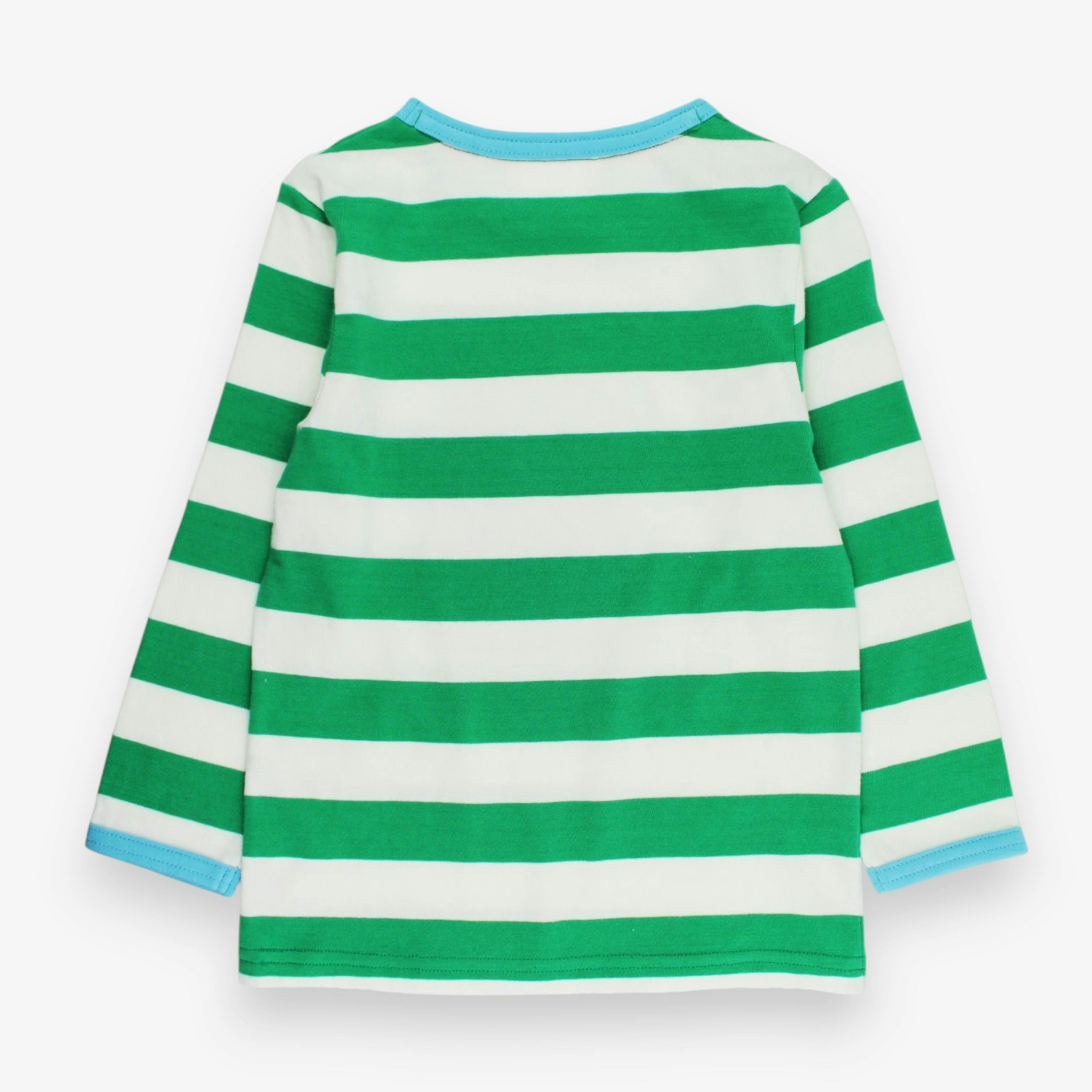 Organic Two Applique Green Stripe Long-Sleeved T-Shirt , view 3 of 3