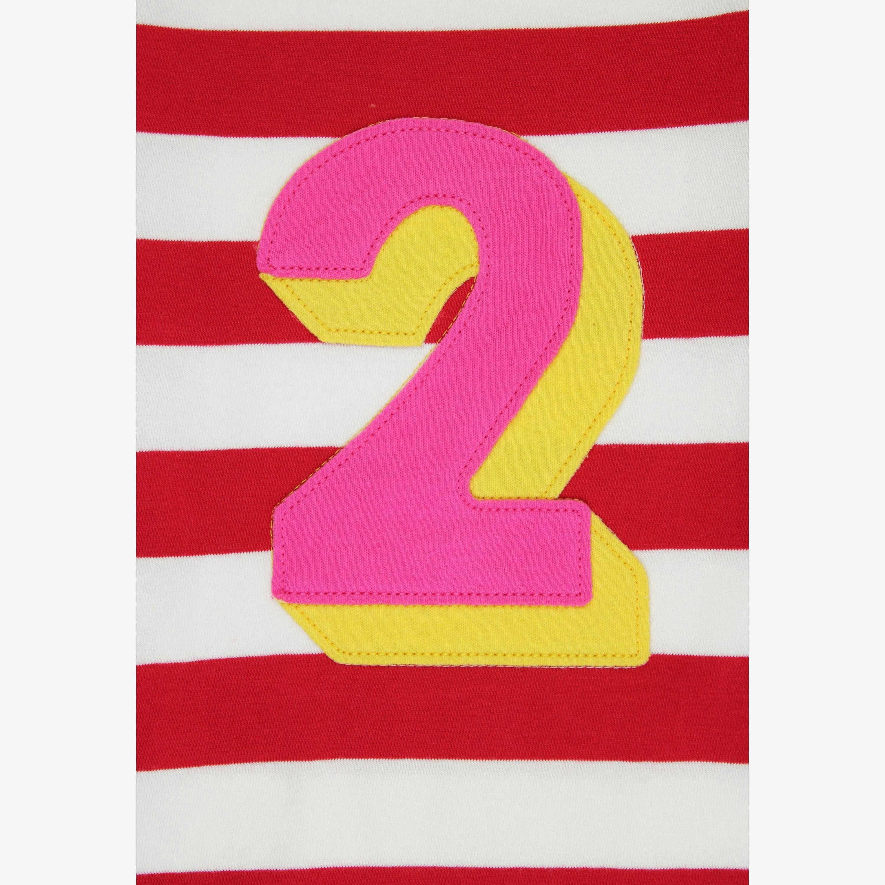 Organic Two Applique Red Stripe Long-Sleeved T-Shirt , view 2 of 3