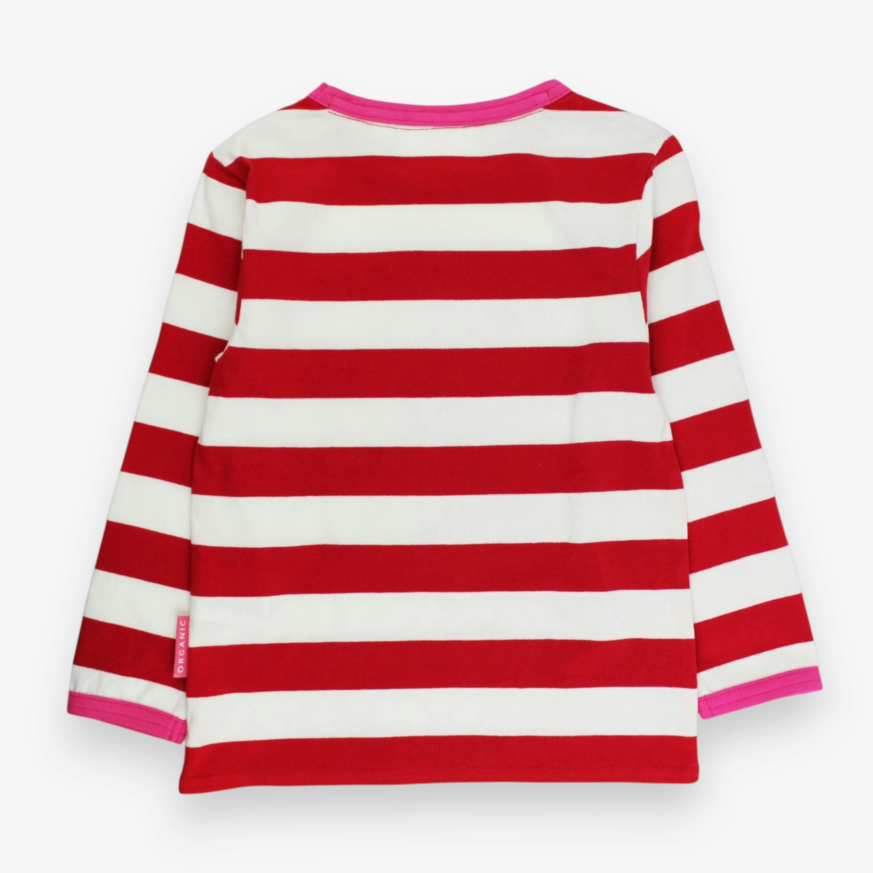 Organic Two Applique Red Stripe Long-Sleeved T-Shirt , view 3 of 3