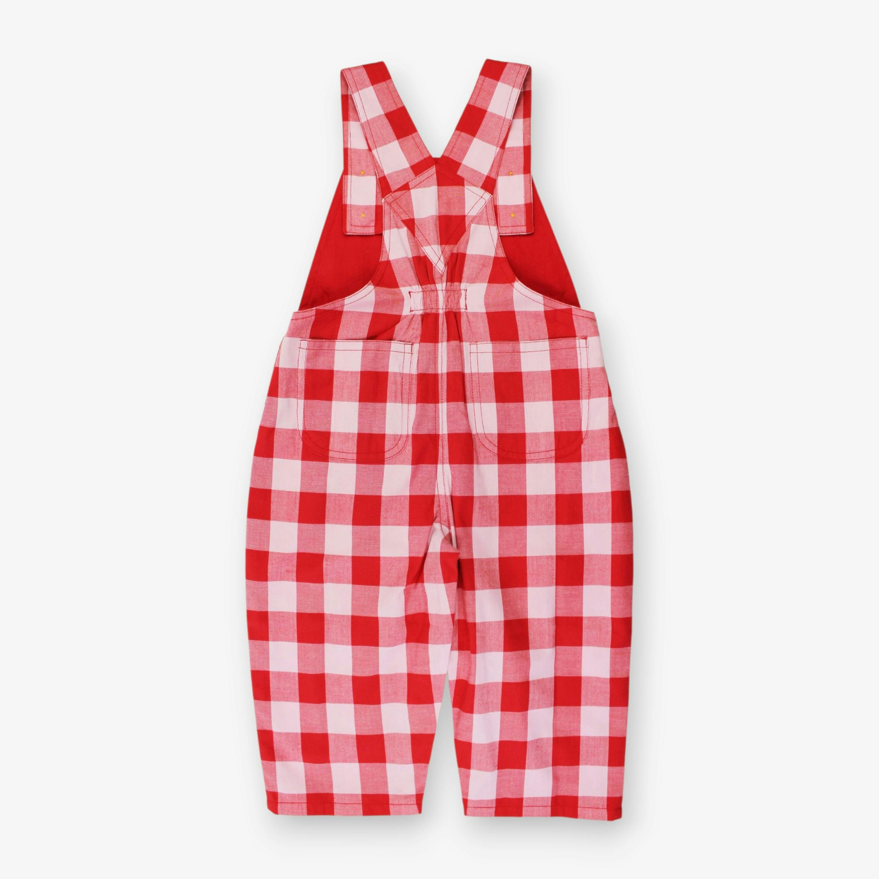 Organic Red Gingham Woven Dungarees , view 3 of 3