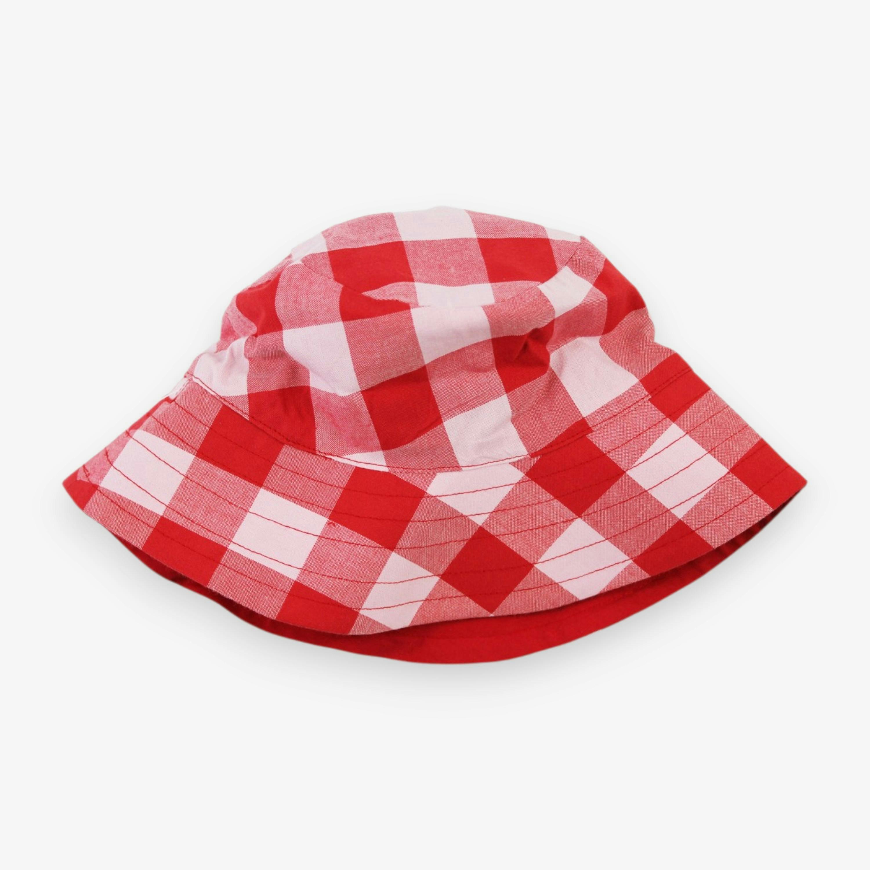 Organic Red Gingham Woven Reversible Sun Hat , view 3 of 3