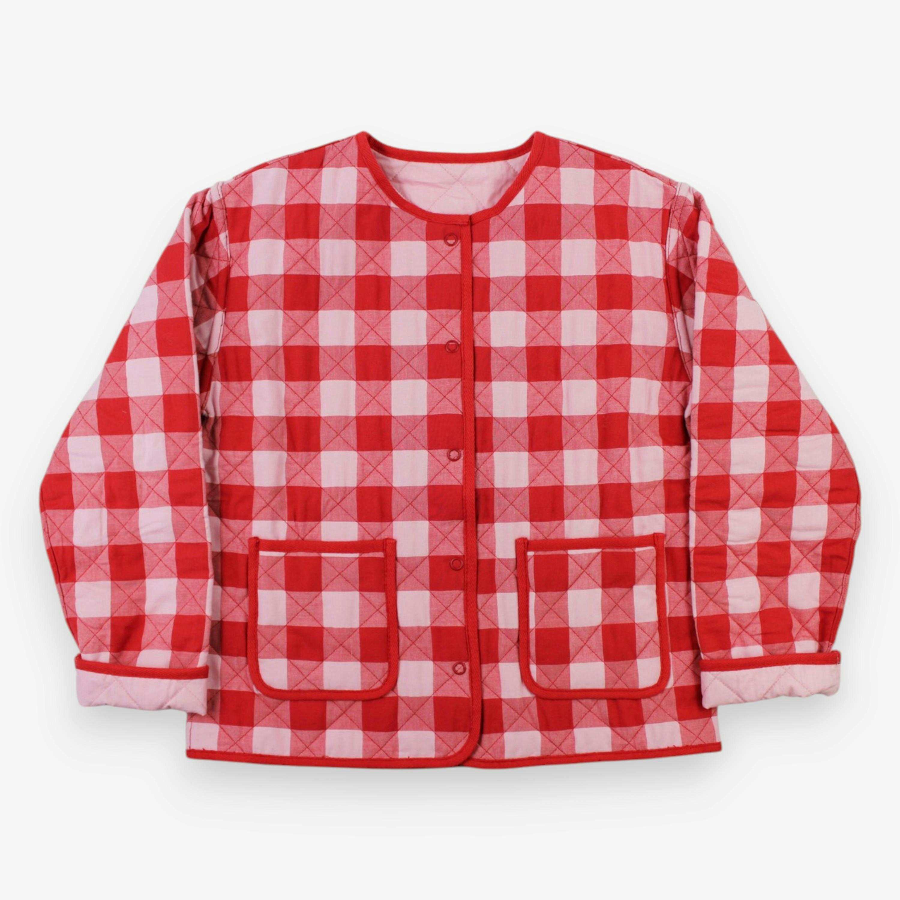 Organic Red Gingham Woven Reversible Jacket , view 1 of 3