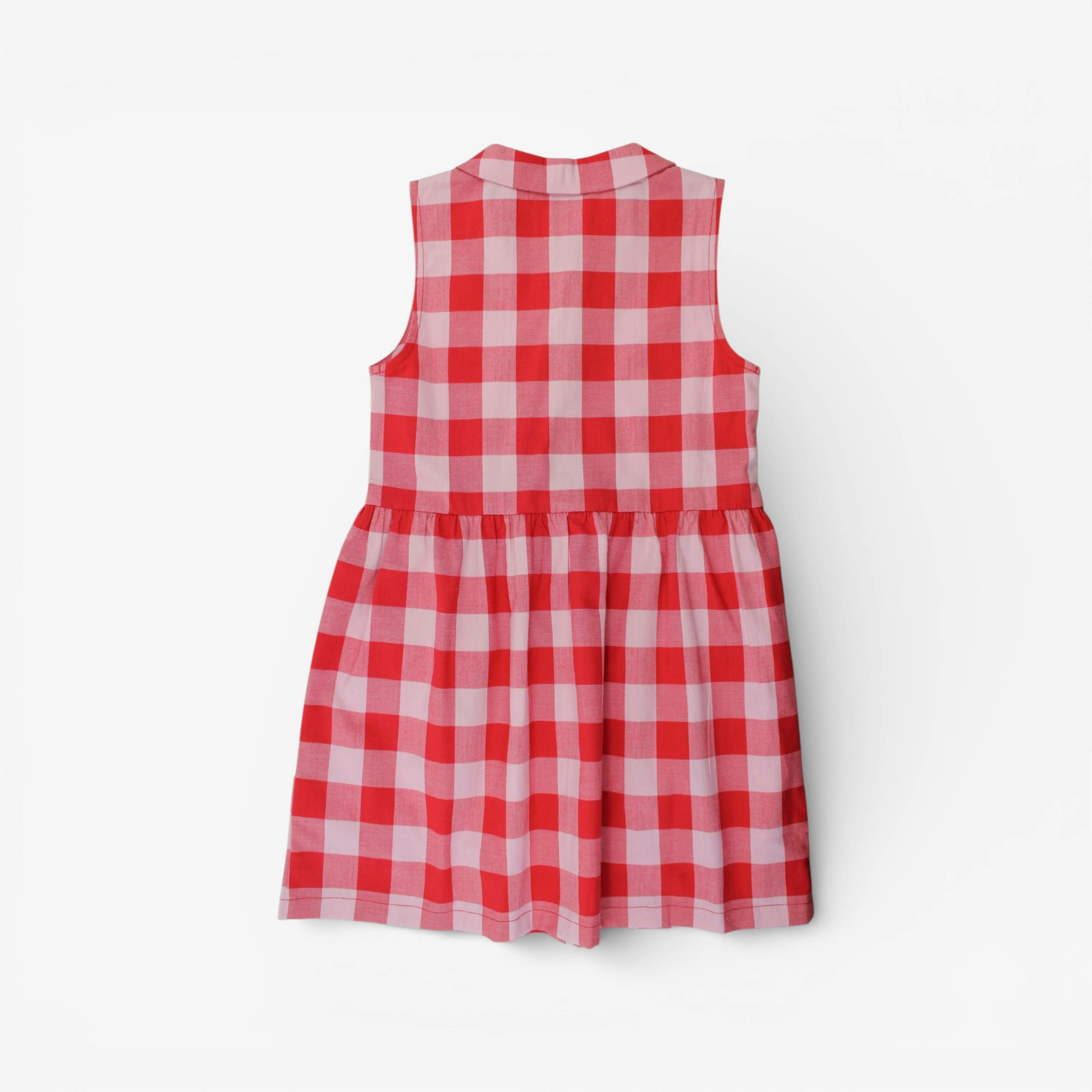 Organic Red Gingham Woven Dress , view 3 of 3