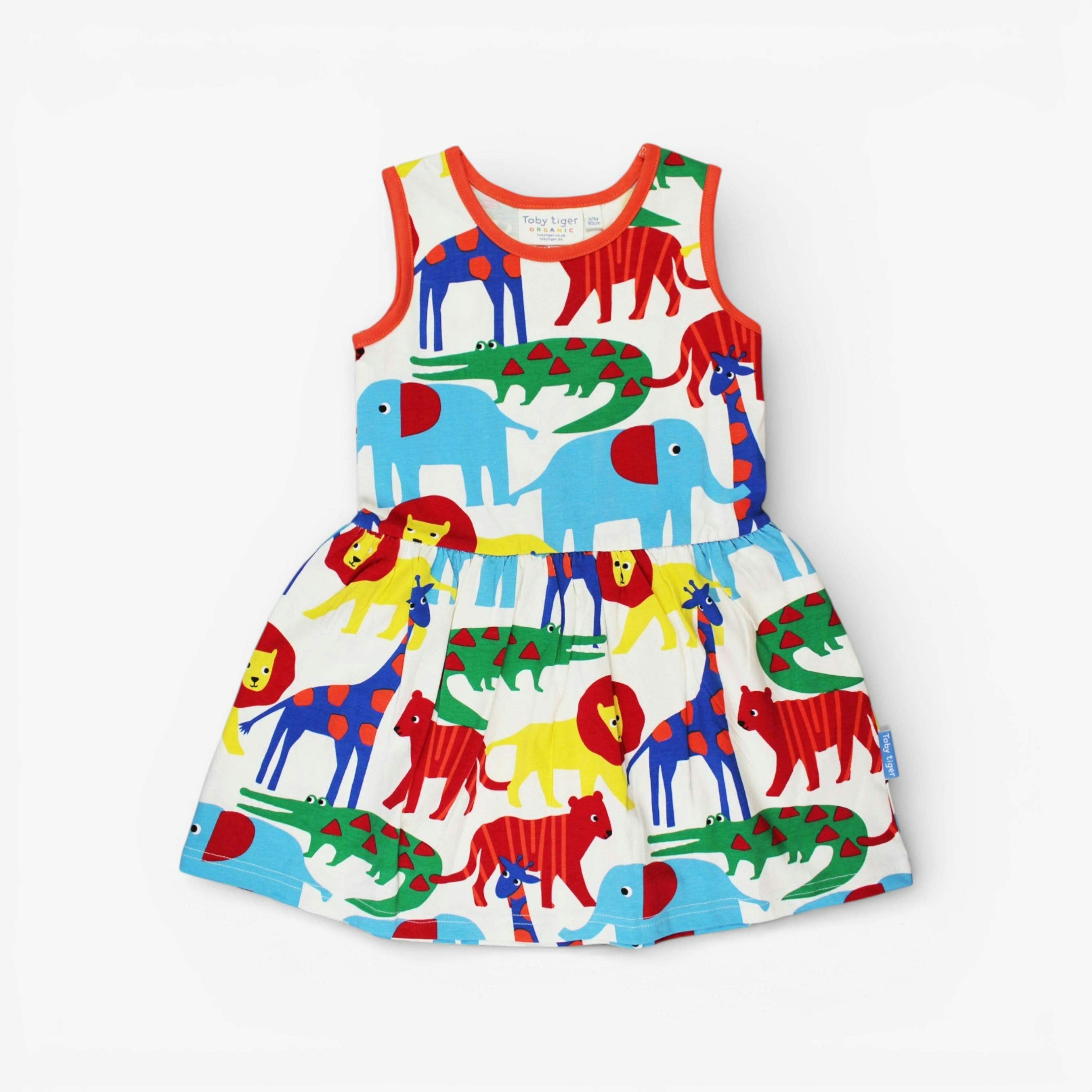 Organic Safari Print Summer Dress , view 1 of 3