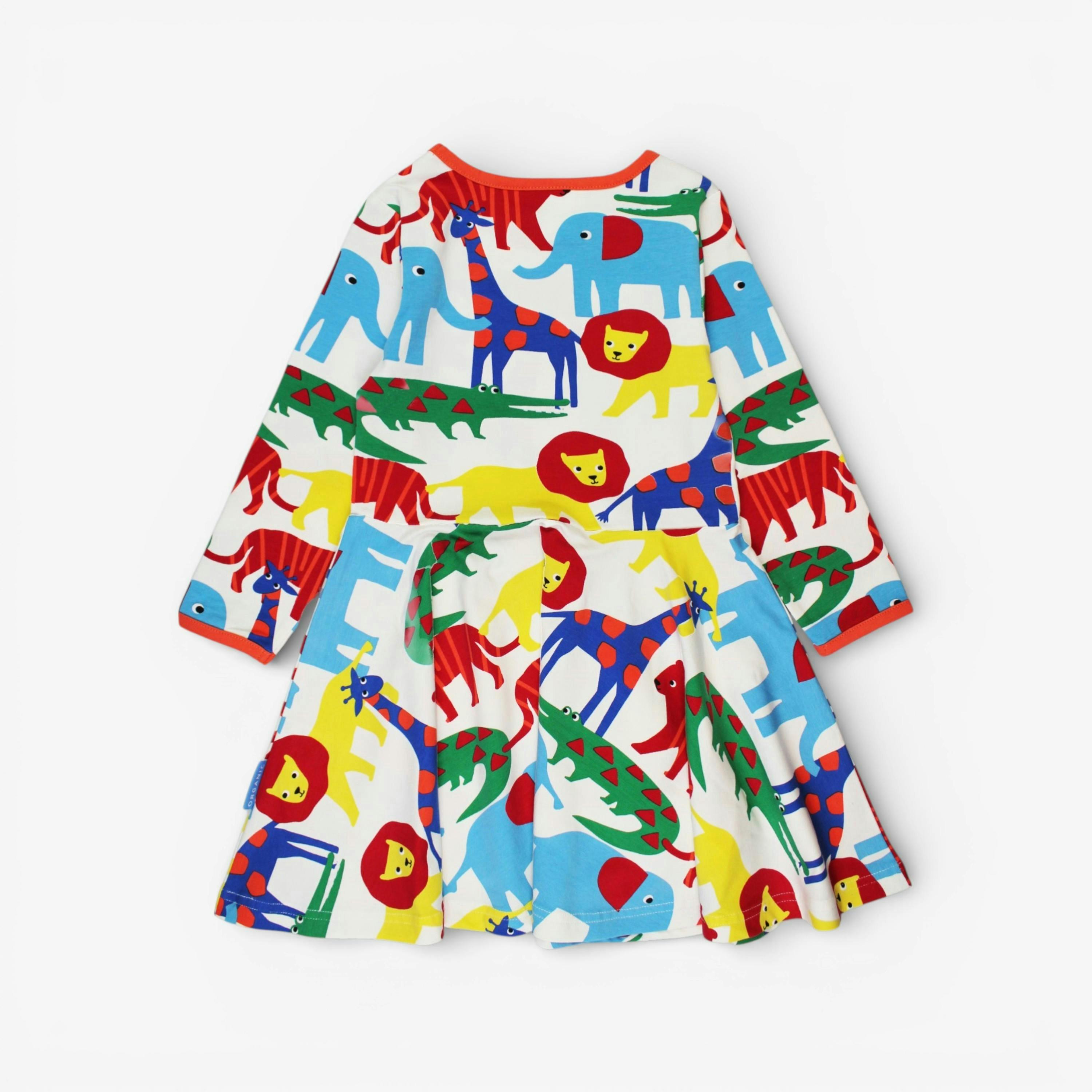 Organic Safari Print Long-Sleeved Skater Dress , view 3 of 3