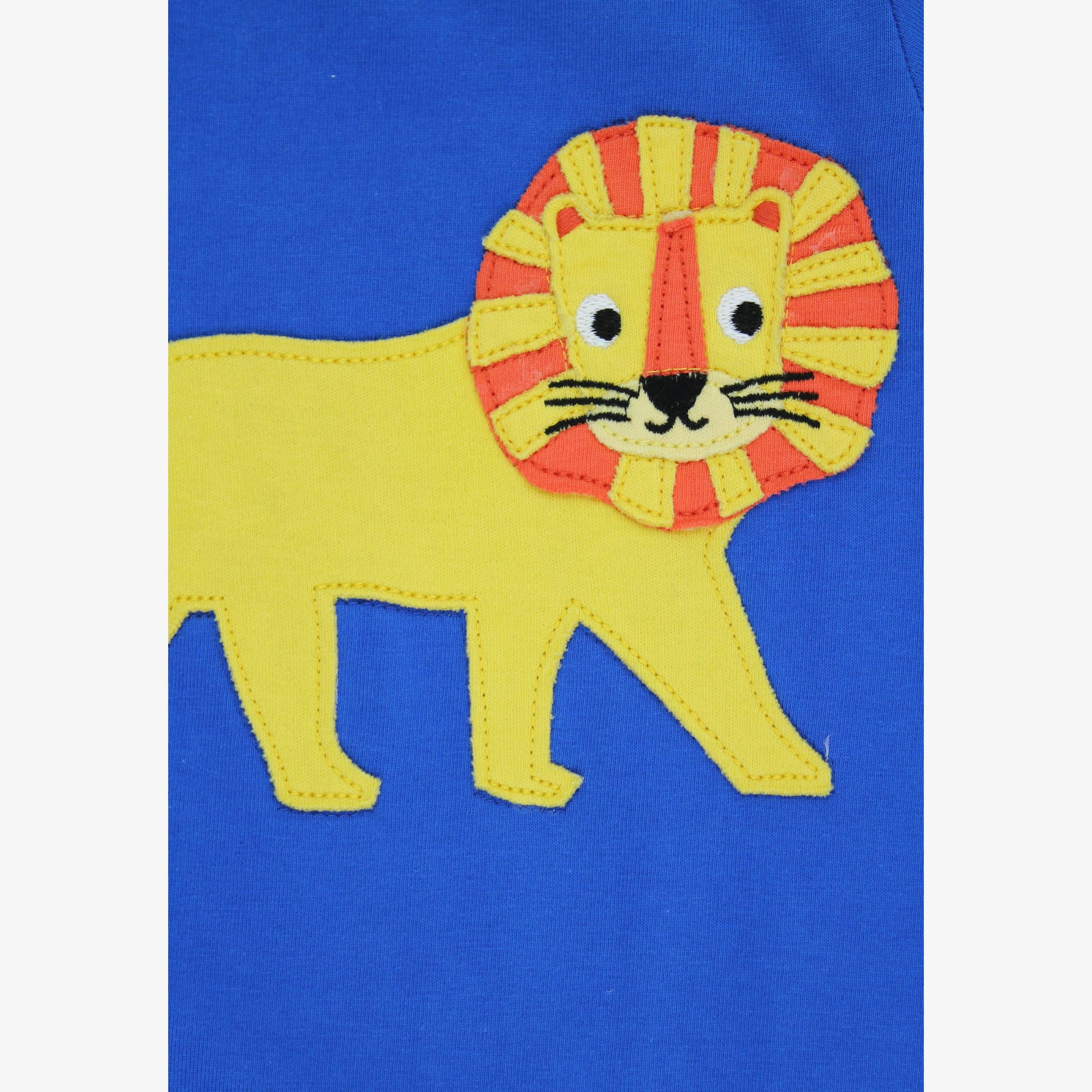 Organic Lion Applique Blue Sleepsuit , view 2 of 3