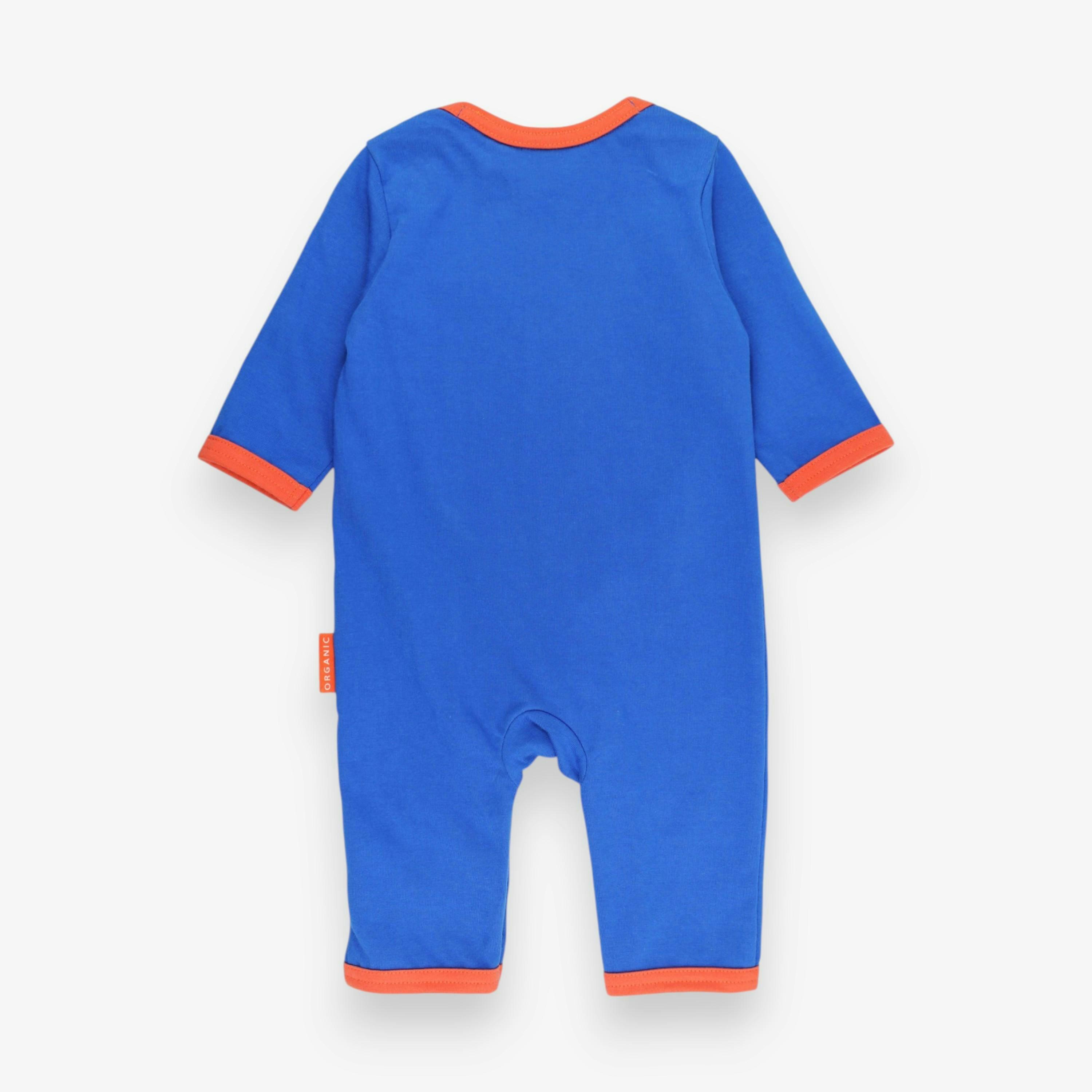 Organic Lion Applique Blue Sleepsuit , view 3 of 3