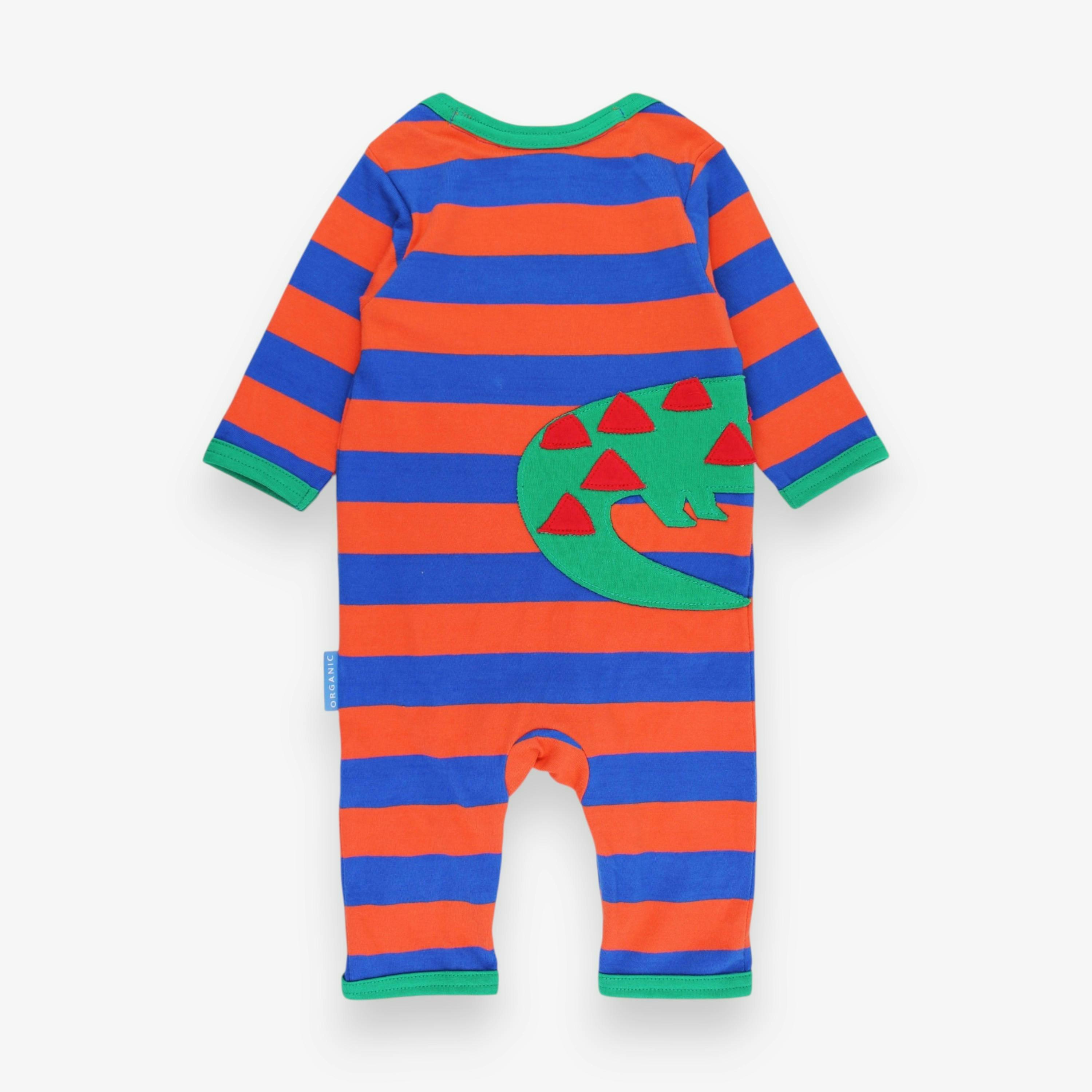 Organic Crocodile Applique Striped Sleepsuit , view 3 of 3