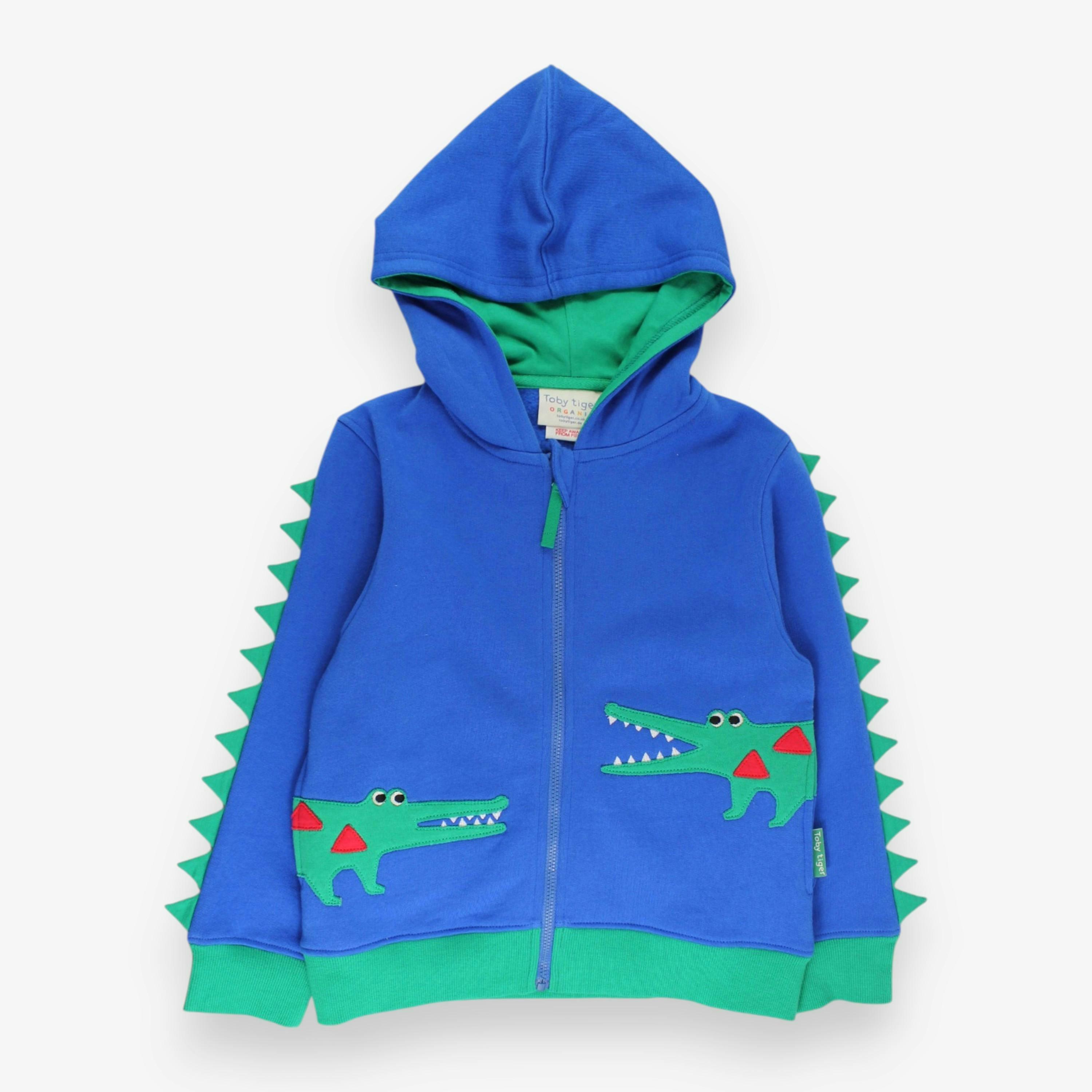 Organic Crocodile Applique Blue Hoodie , view 1 of 3