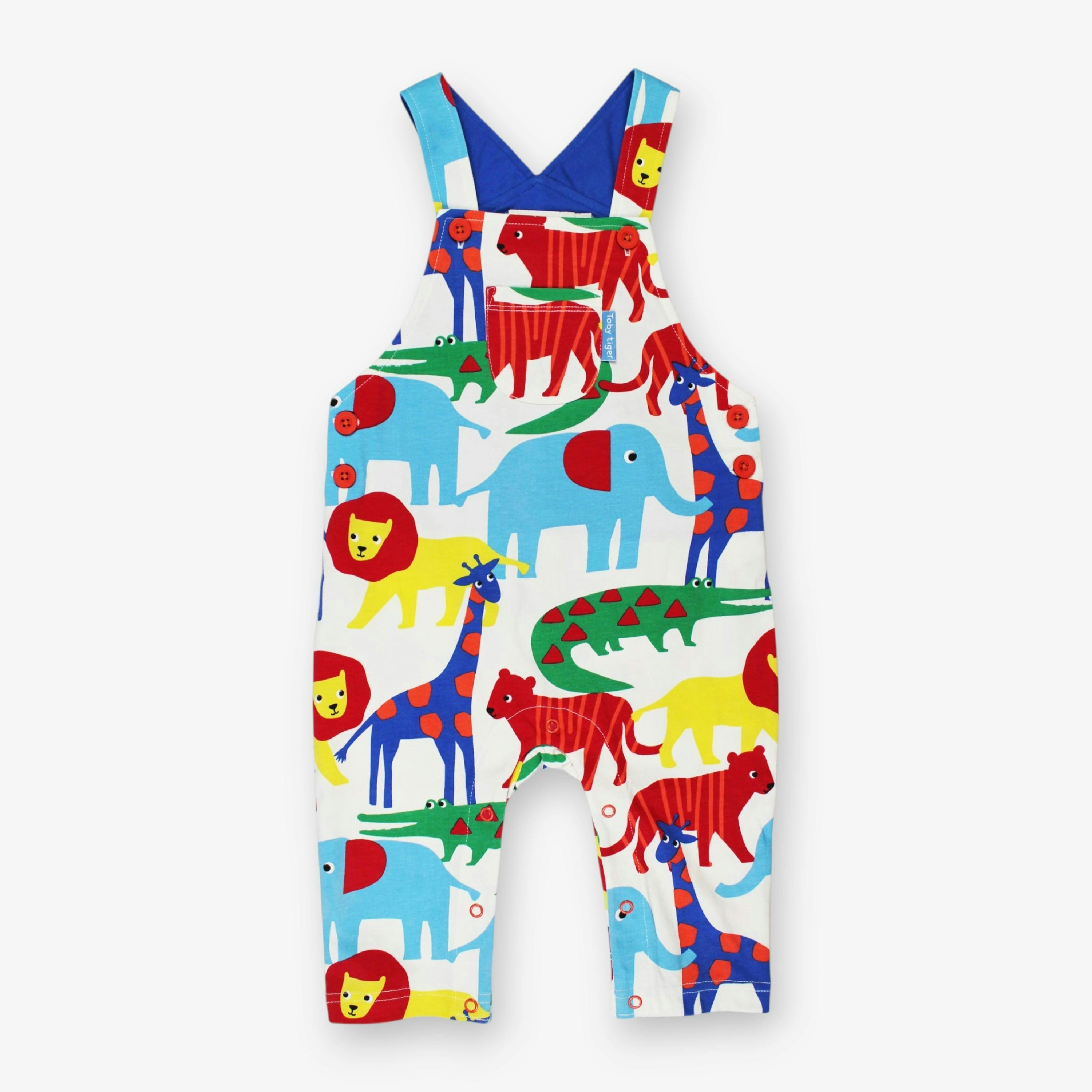 Organic Safari Print Dungarees , view 1 of 3