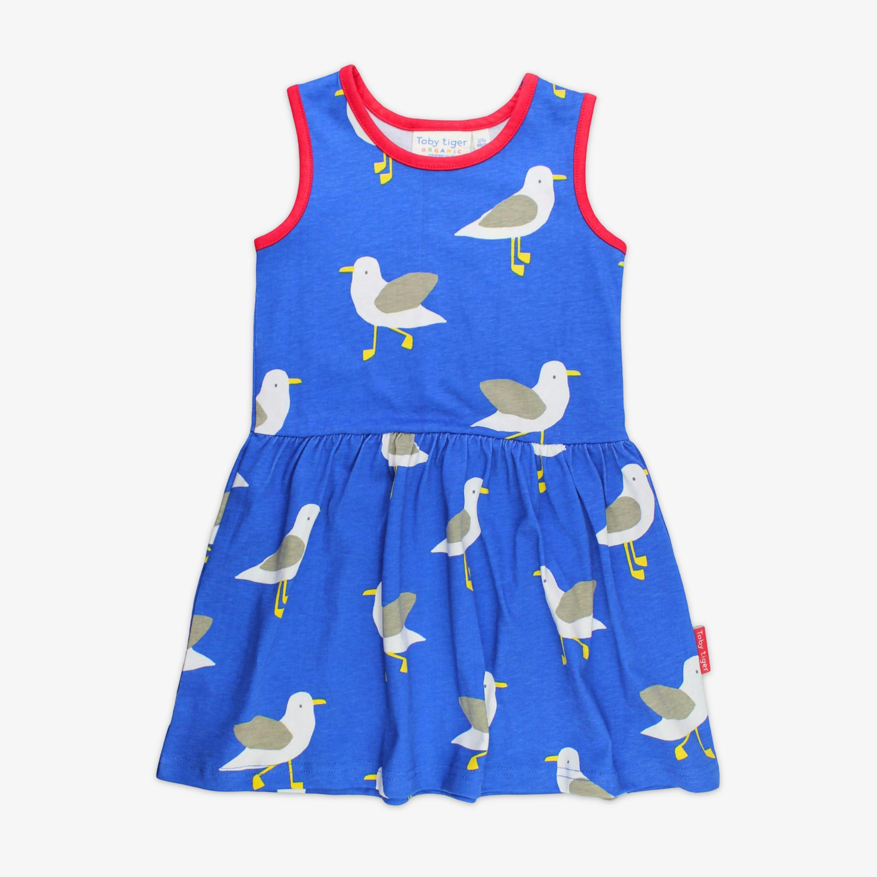 Organic Seagull Harbour Print Summer Dress , view 1 of 3