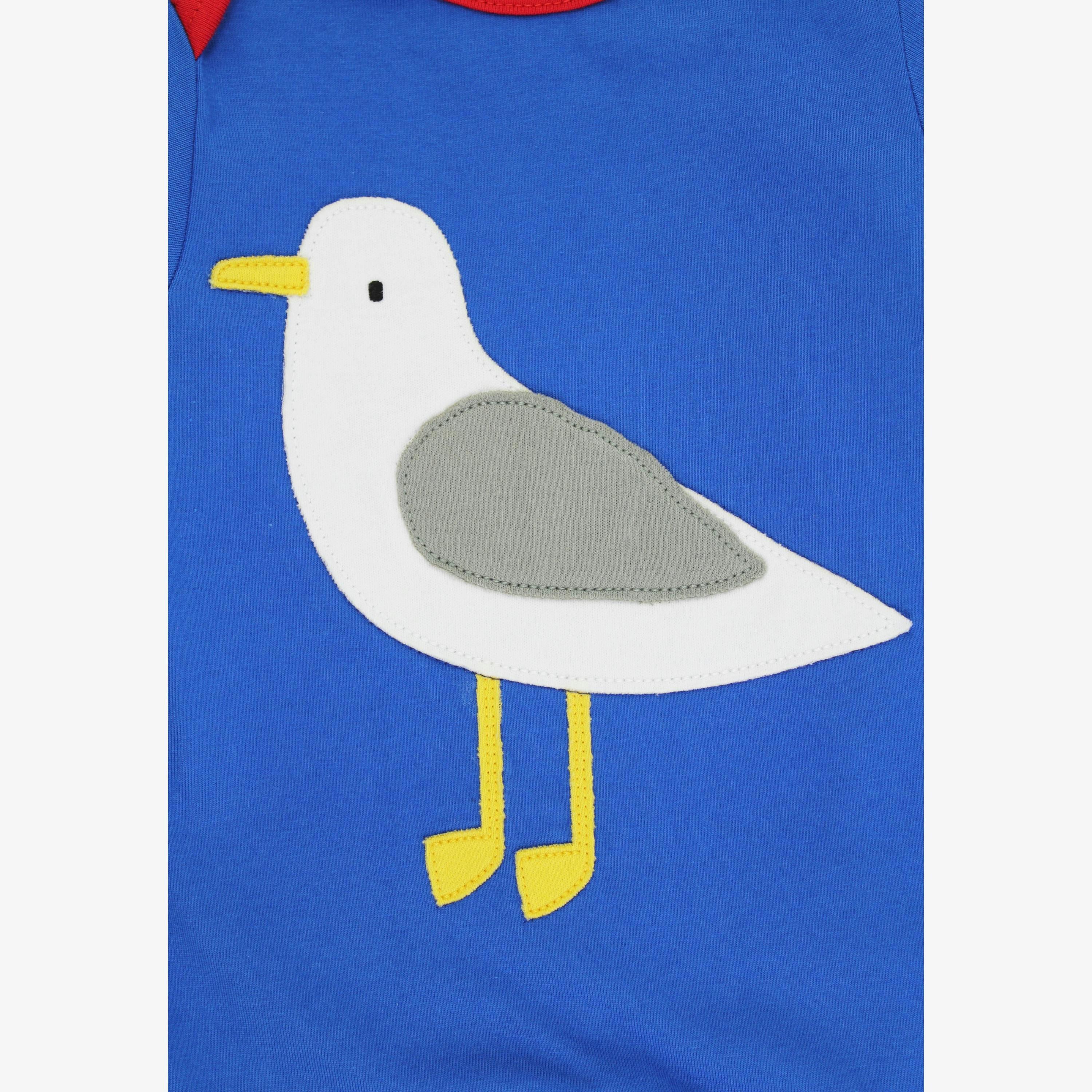 Organic Seagull Harbour Applique Blue Sleepsuit , view 2 of 3