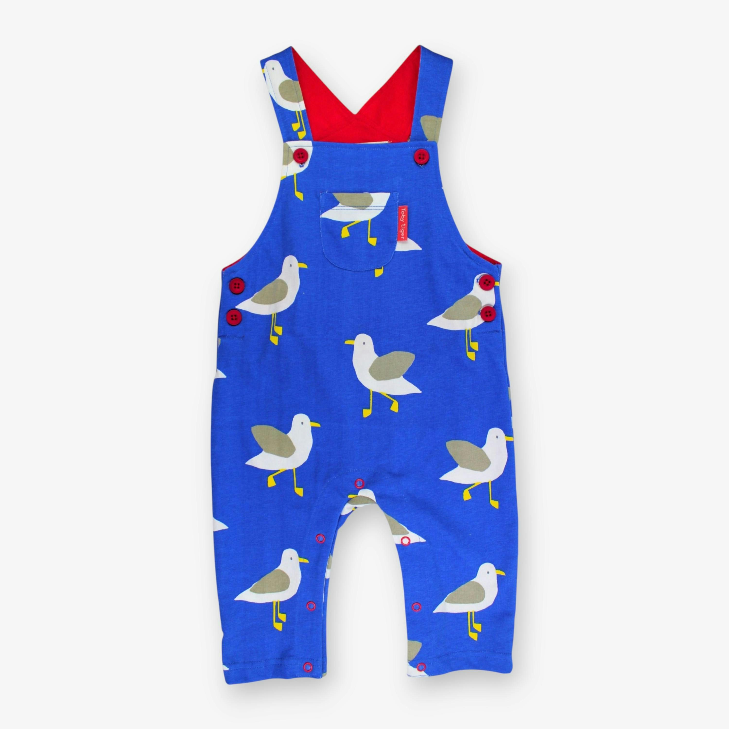 Organic Seagull Harbour Print Dungarees , view 1 of 3