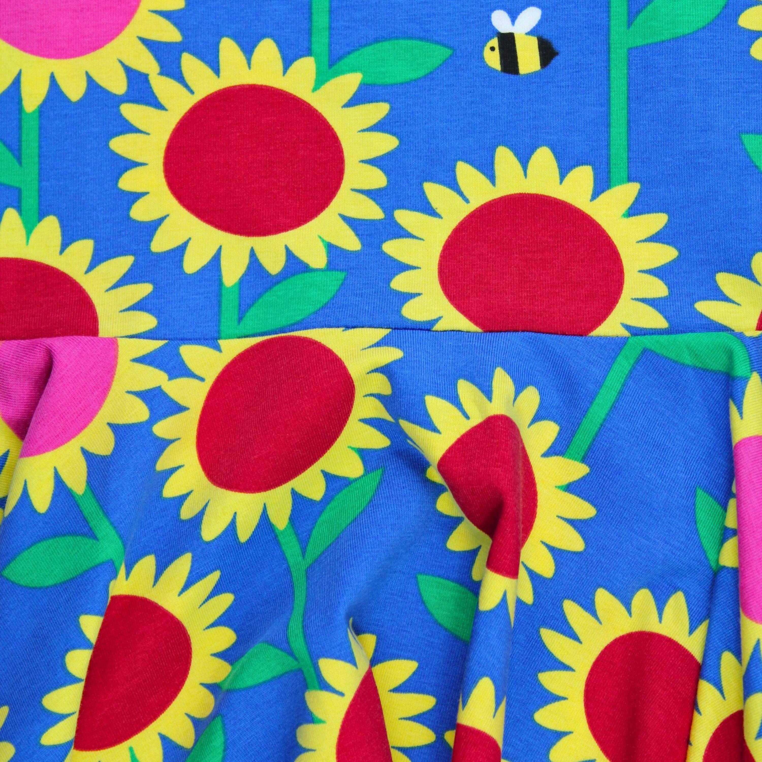 Organic Sunflower Print Short-Sleeved Skater Dress , view 2 of 3