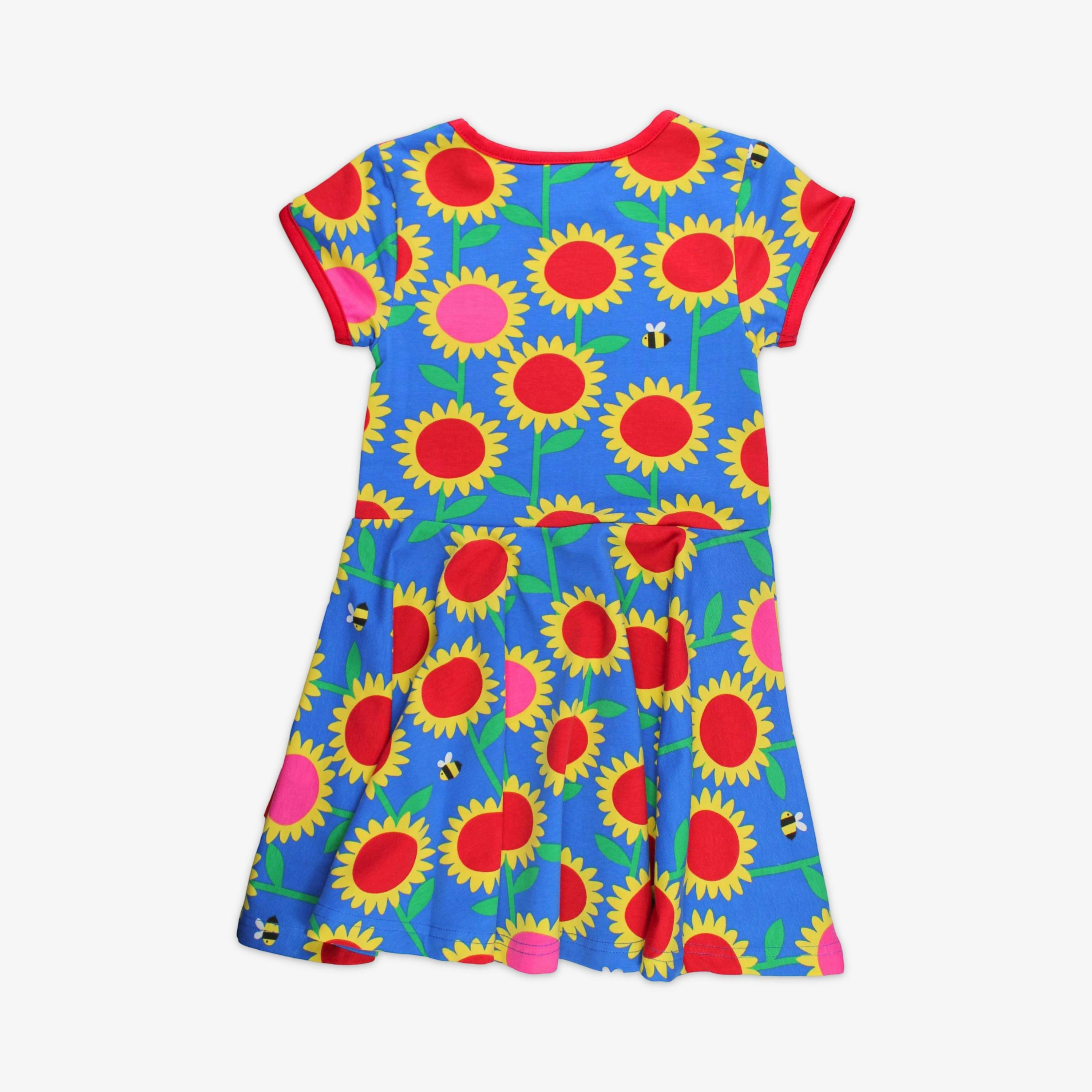 Organic Sunflower Print Short-Sleeved Skater Dress , view 3 of 3