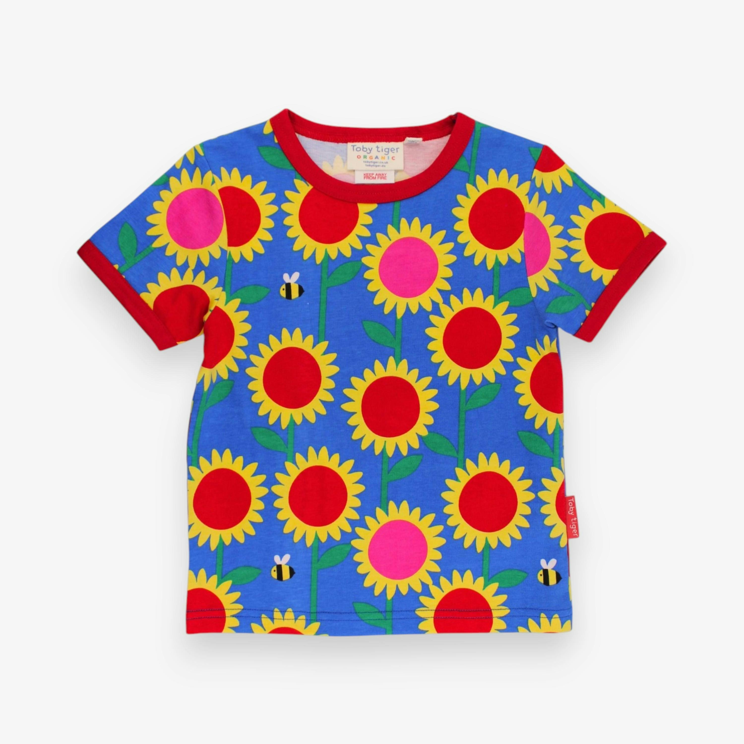 Organic Sunflower Bee Print Short-Sleeved T-Shirt , view 1 of 3