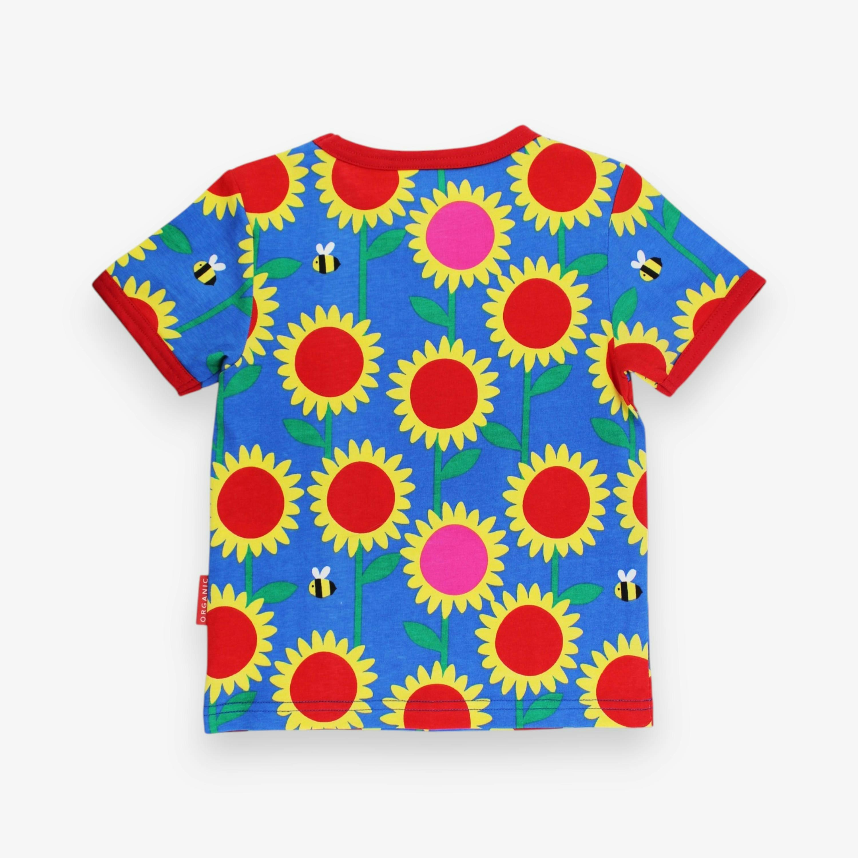 Organic Sunflower Bee Print Short-Sleeved T-Shirt , view 3 of 3