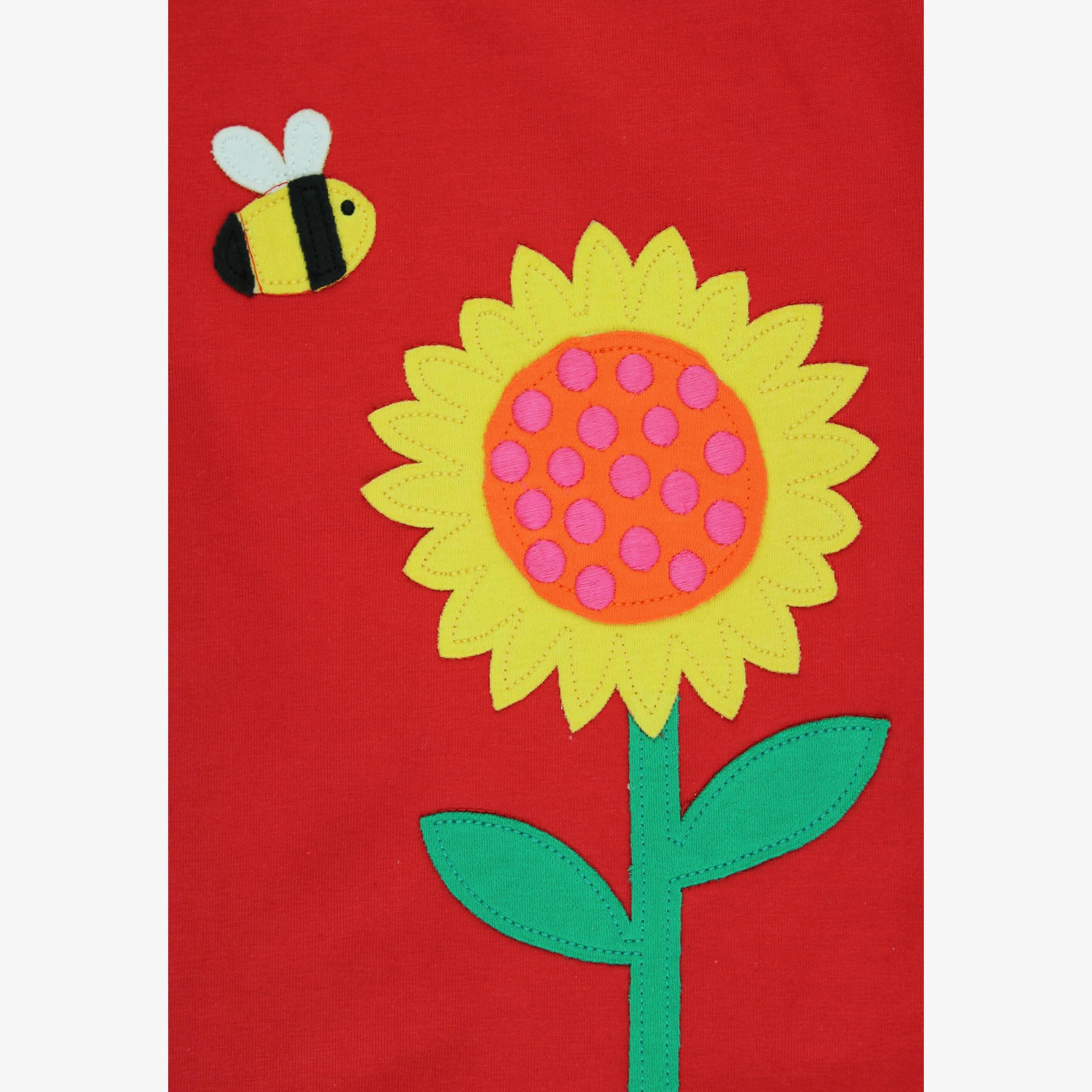 Organic Sunflower Bee Applique Short-Sleeved T-Shirt , view 2 of 3