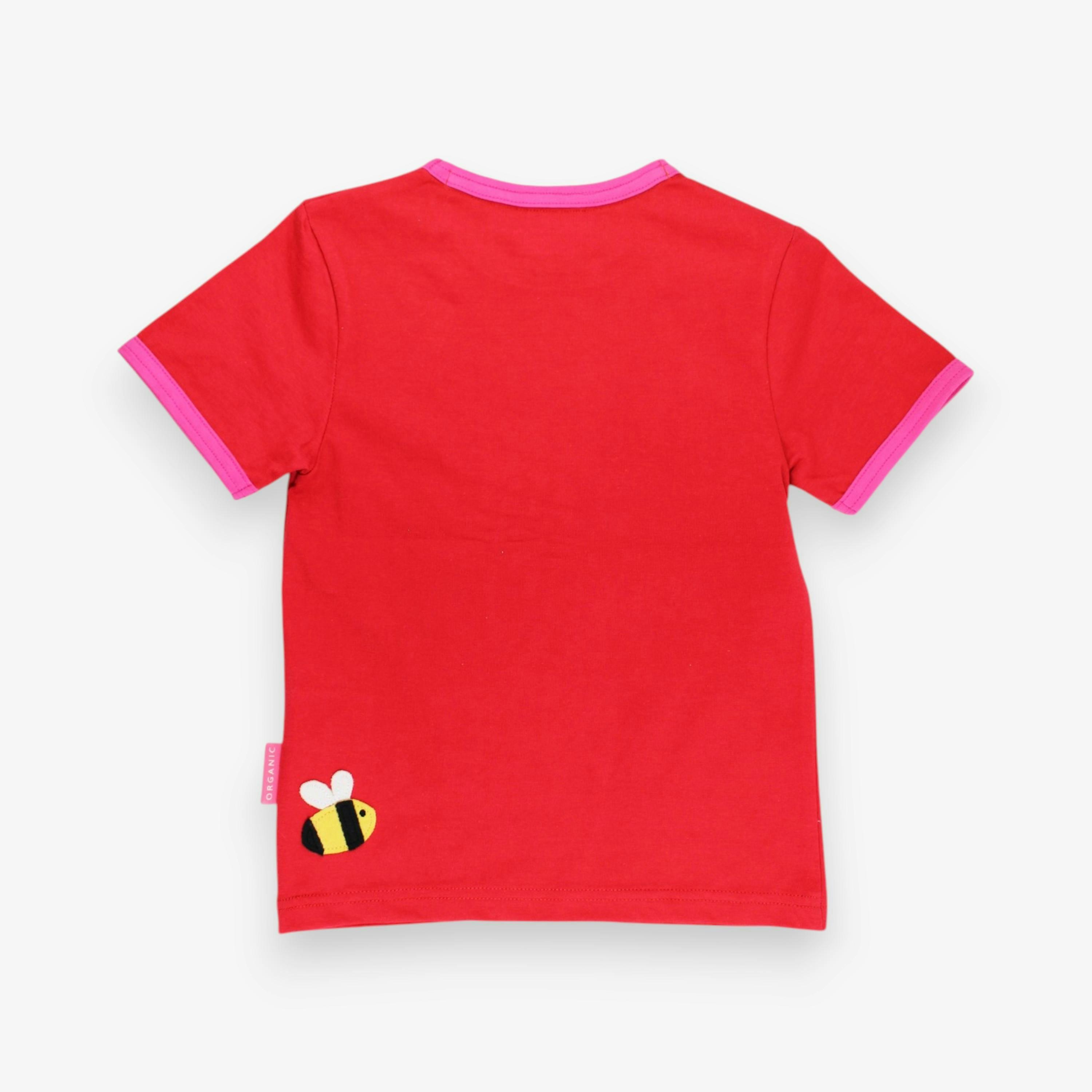 Organic Sunflower Bee Applique Short-Sleeved T-Shirt , view 3 of 3