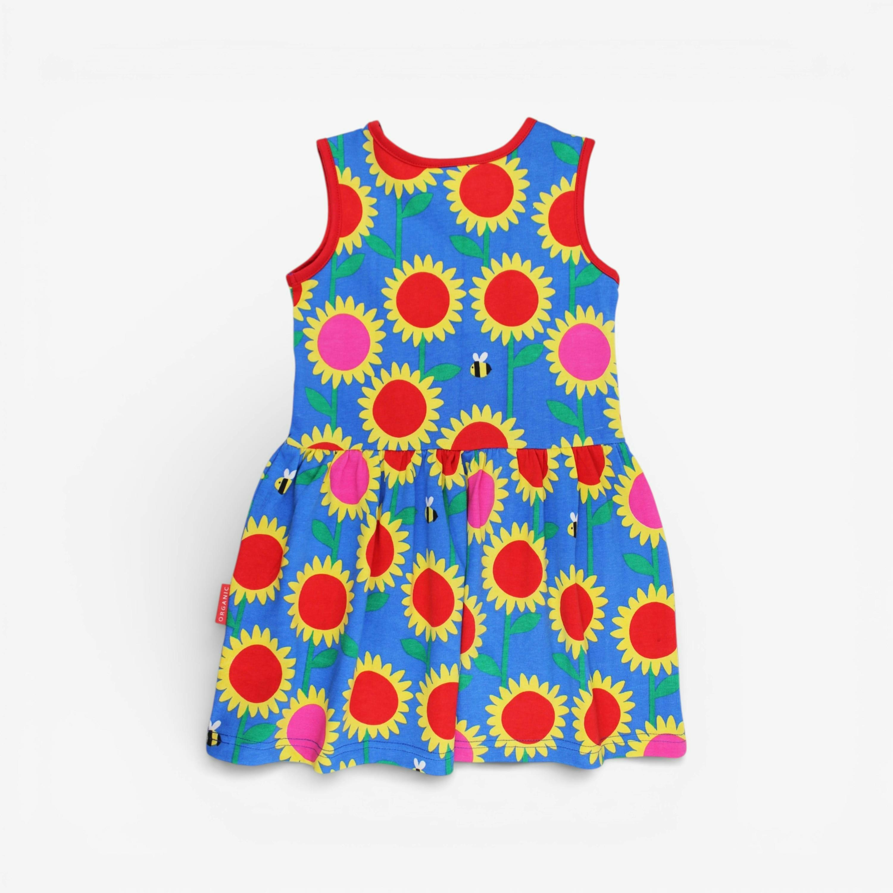 Organic Sunflower Bee Print Summer Dress , view 3 of 3