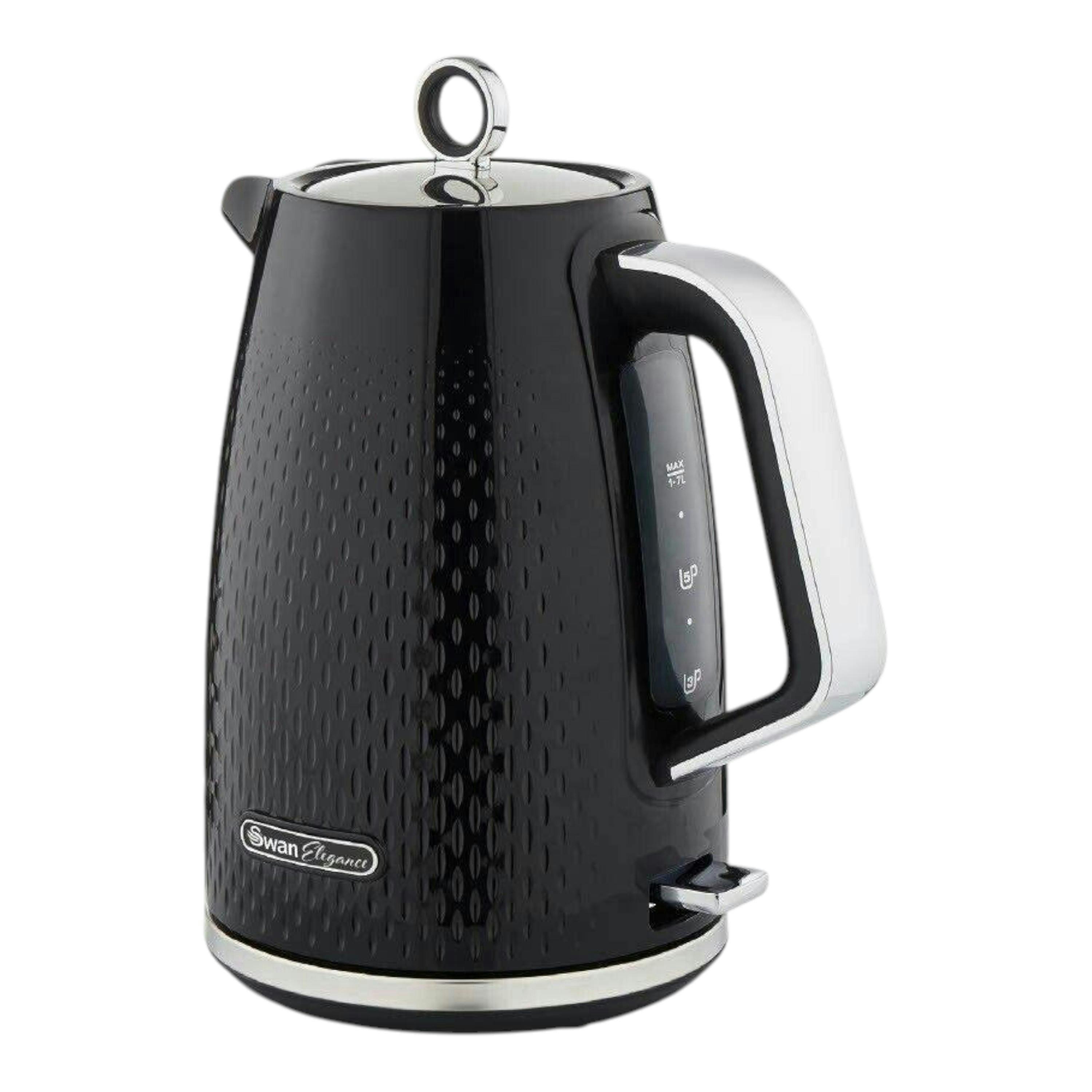 Swan Elegance 1.7L 3KW Kettle Textured Black Gloss Finish/Chrome Trim SK14016BLK , view 1 of 1